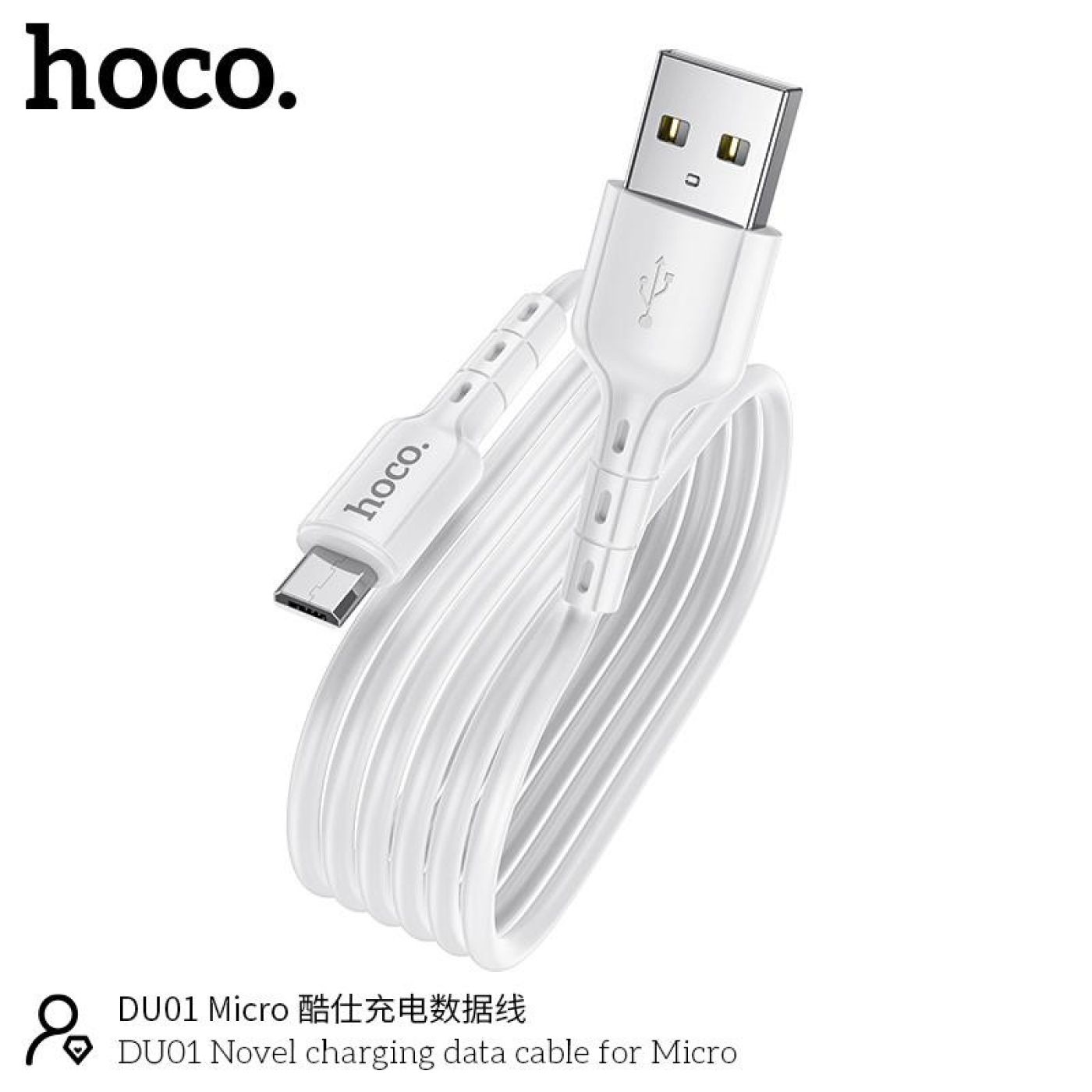 Cáp sạc nhanh 2.4A Hoco DU01 kết nối Micro truyền data nhanh chóng cho Android dài 1M