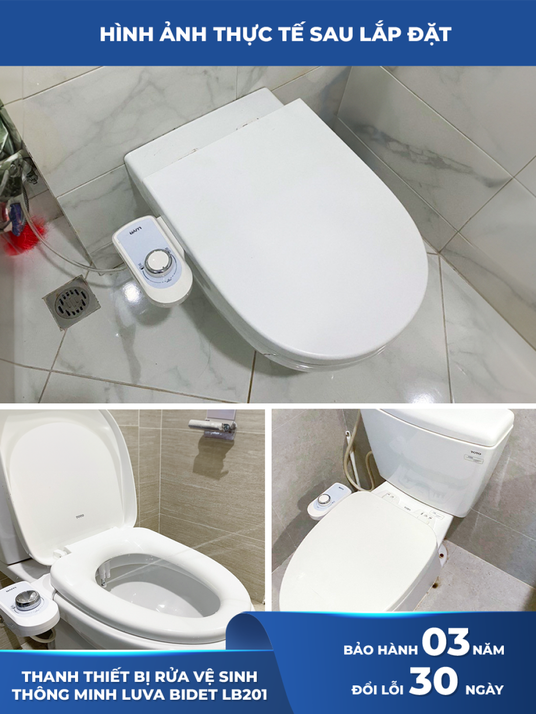 Vòi rửa vệ sinh thông minh Luva Bidet LB201, 2 vòi rửa, BH 3 năm, đổi lỗi 100 ngày,