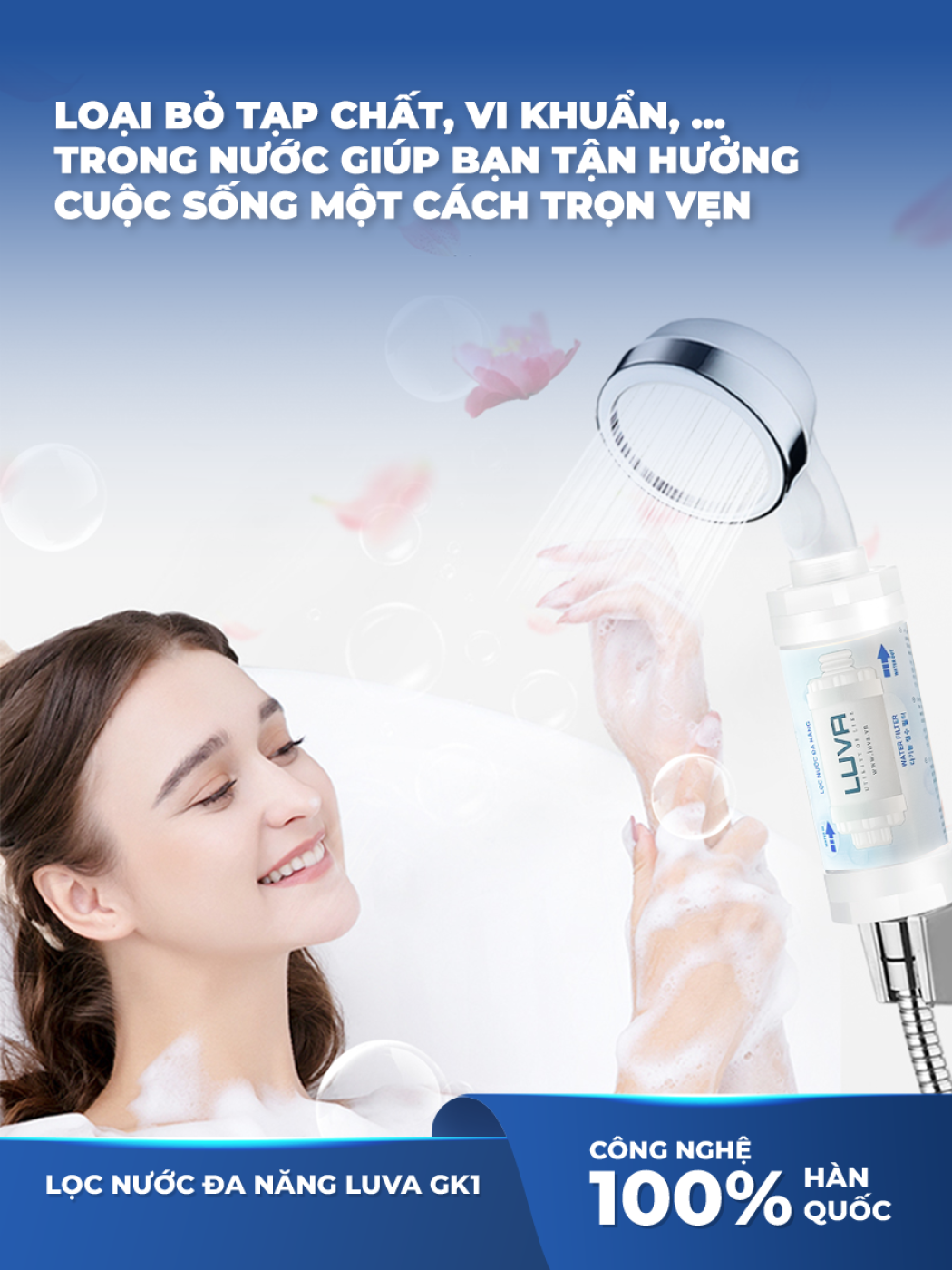 Bộ lọc nước đa năng Luva GK1 lọc vòi sen tắm, máy rửa bát, máy giặt, vòi rửa bát, bồn cầu