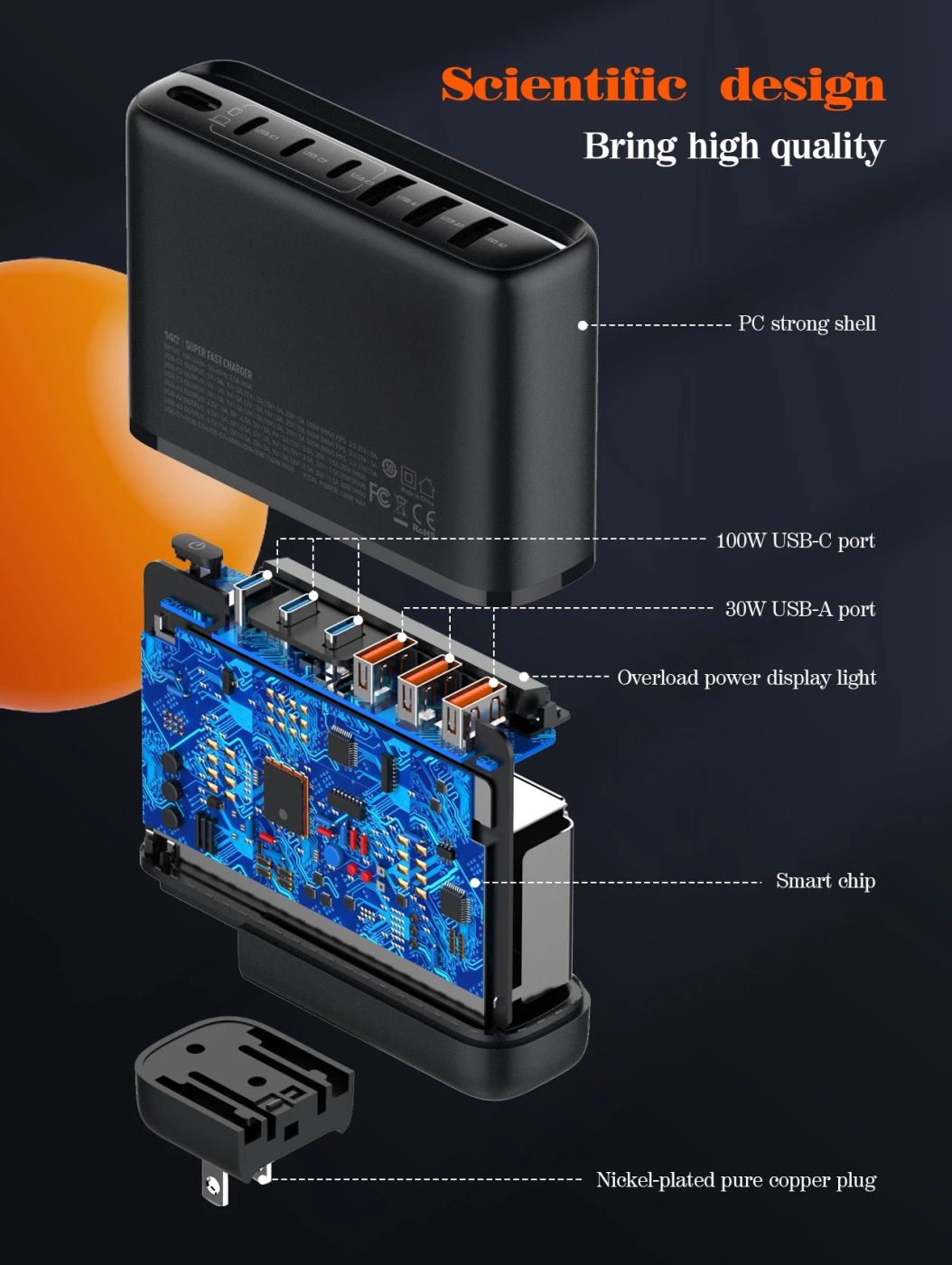 Trạm Sạc Siêu Nhanh 140W LDNIO A6140C - 6 Cổng Sạc Nhanh - GaN - PD 3.0 - PPS 5A - VOOC - QC5.0