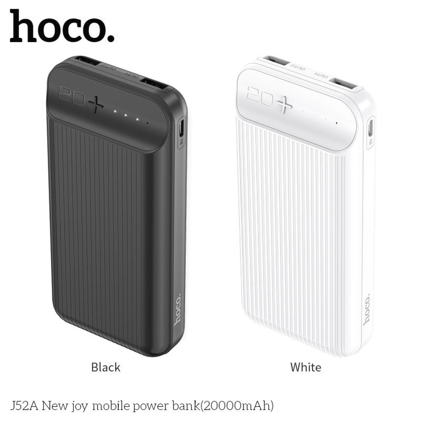 Pin sạc dự phòng tiện lợi 2 cổng ra USB 20000mAh Hoco J52A sản phẩm chống cháy nổ