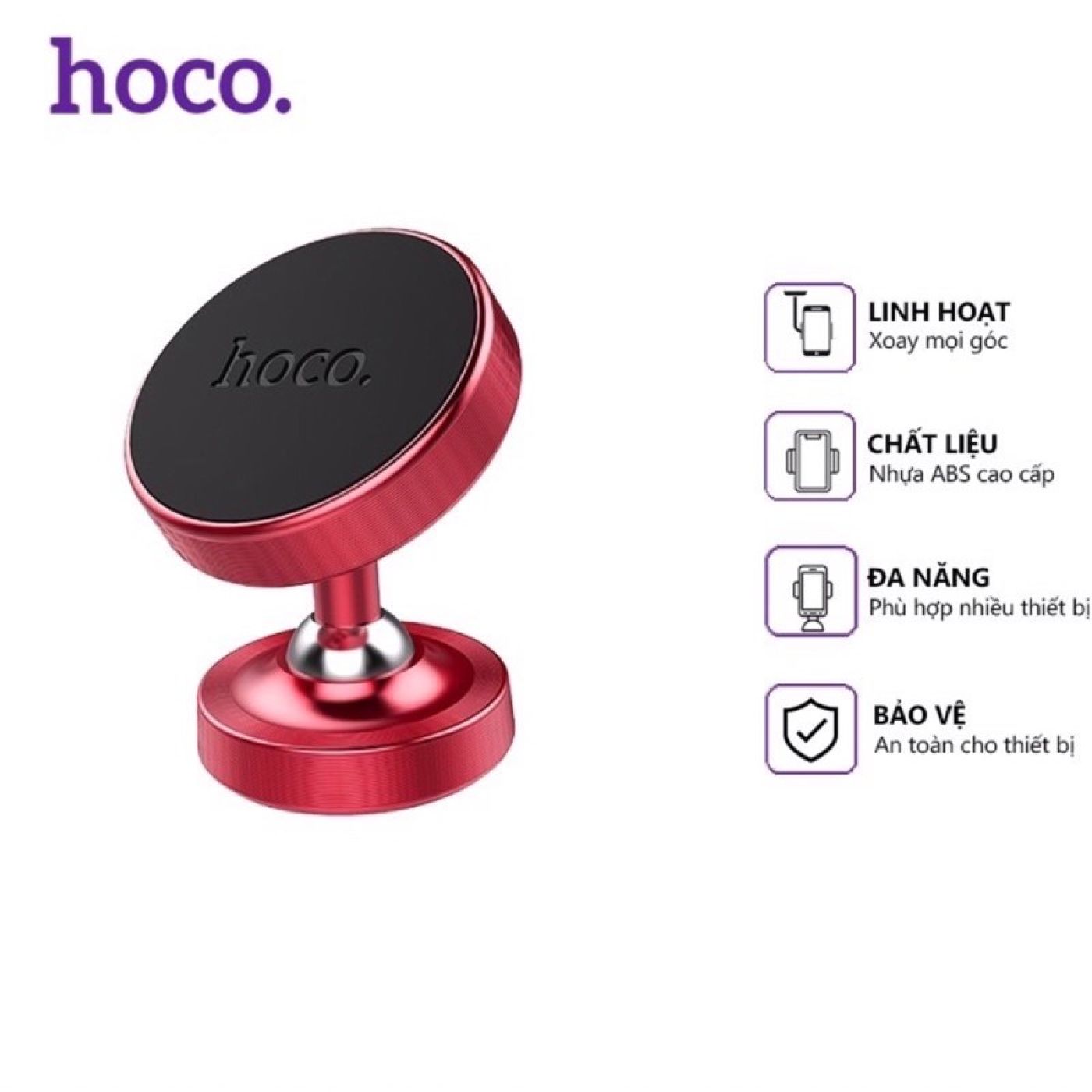 Giá đỡ điện thoại thông minh nam châm hút xoay 360 trên ô tô hoco CA36 Plus