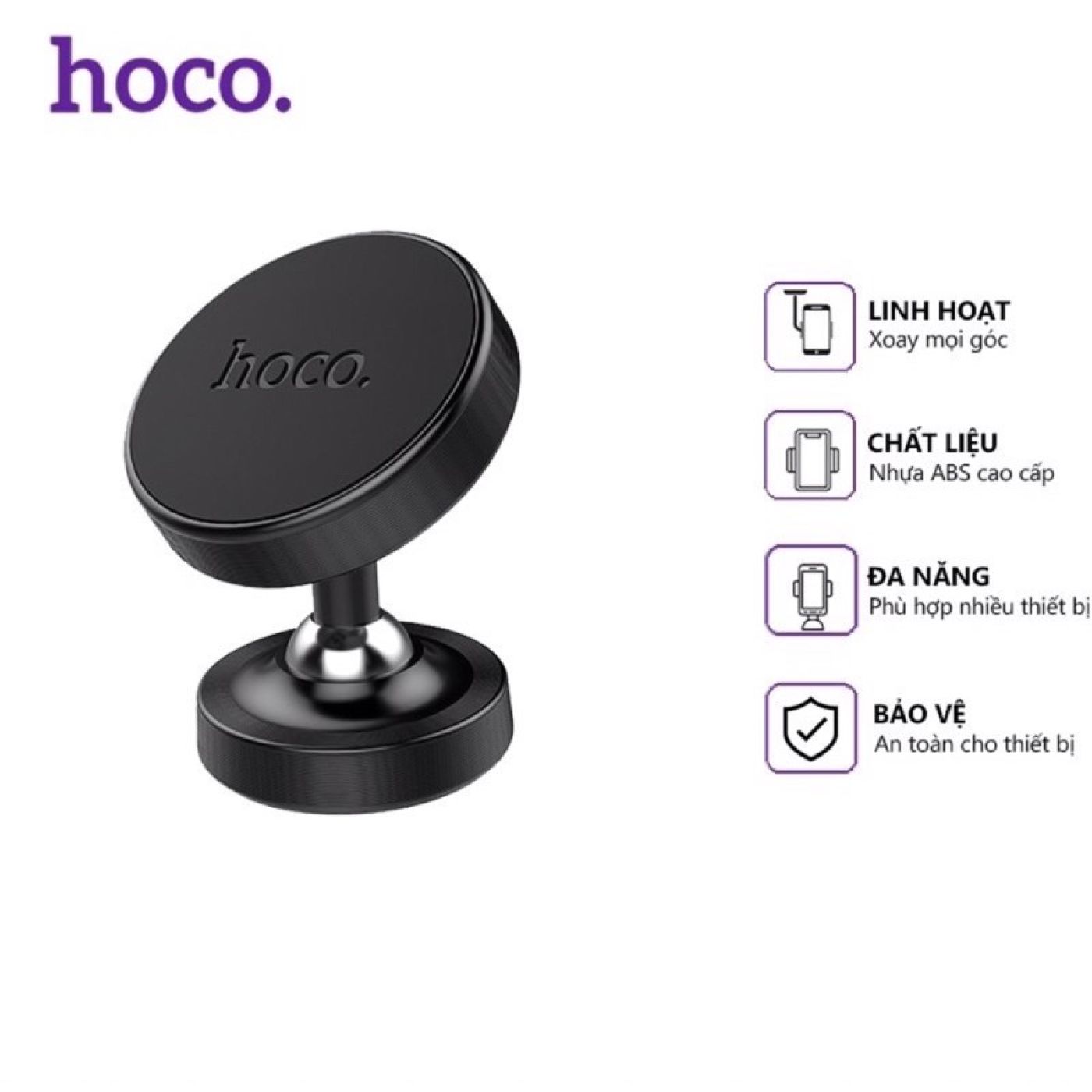 Giá đỡ điện thoại thông minh nam châm hút xoay 360 trên ô tô hoco CA36 Plus