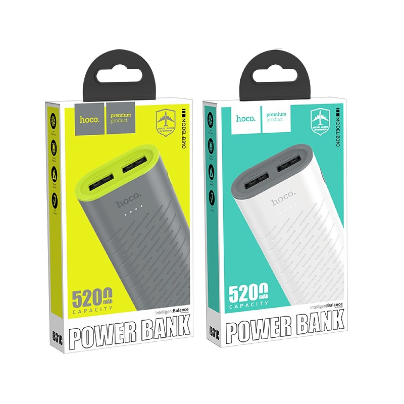 Pin sạc dự phòng tiện lợi, nhỏ nhắn cổng ra 2 cổng USB hoco B31C 5200mah