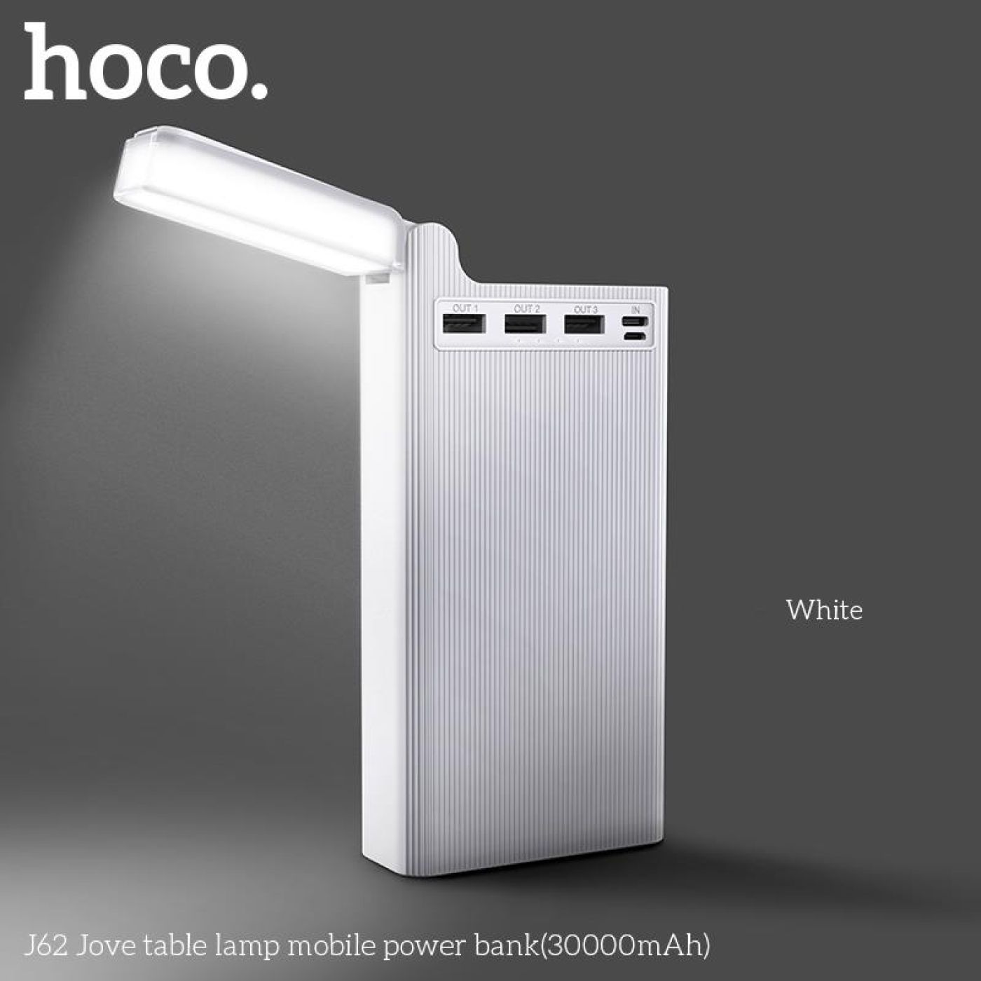 Pin sạc dự phòng dung lượng cao 30.000mah có đèn led cổng ra 3 cổng USB tiện lợi hoco J62