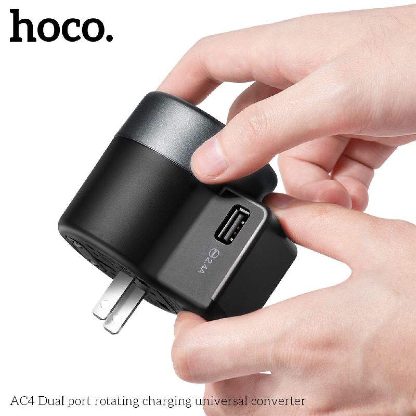 Củ sạc du lich đa năng tiện lợi phù hợp các loại chân cắm hiện nay kèm cổng sạc USB hoco AC4