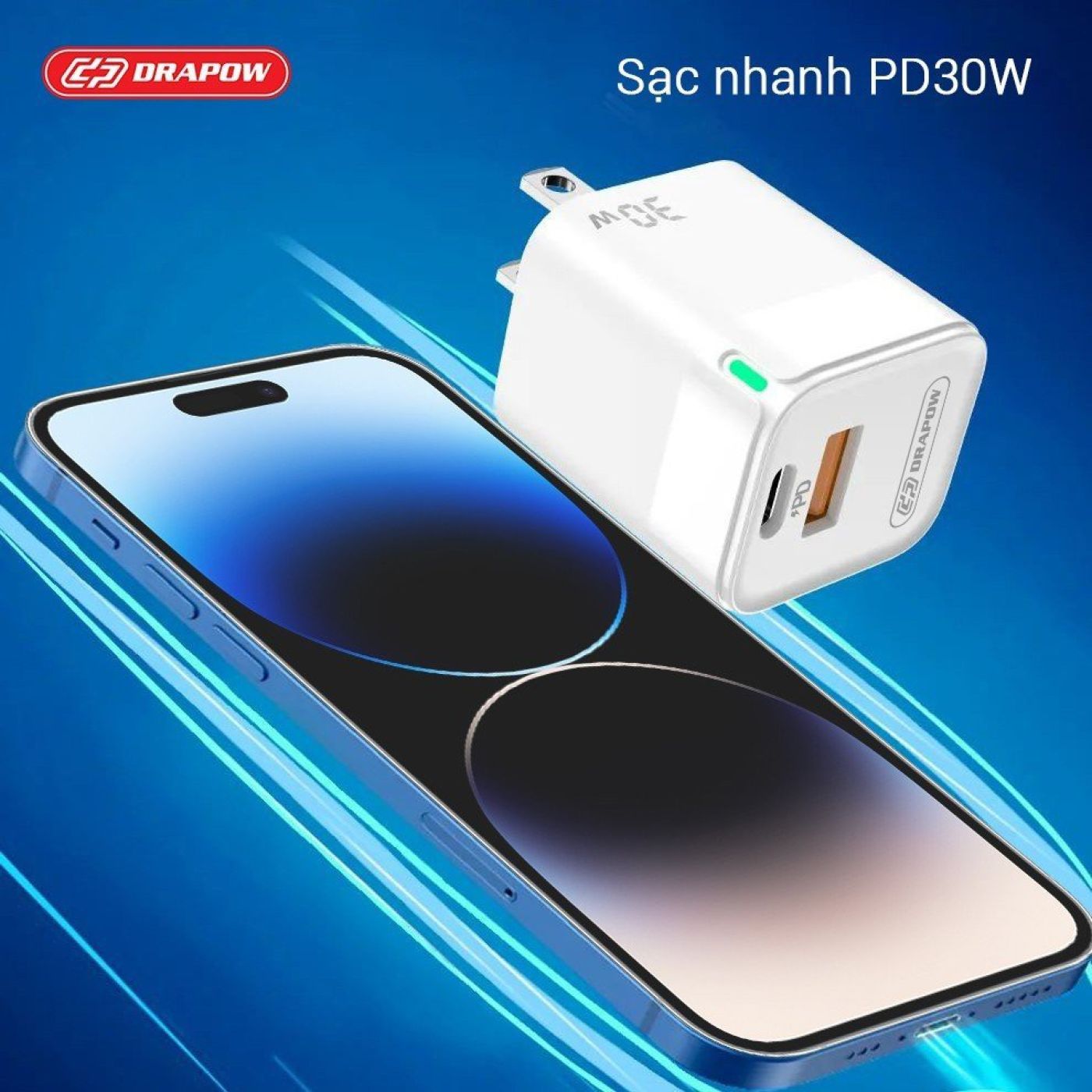 Củ sạc nhanh 30w Drapow GA32 có 2 cổng sạc nhanh