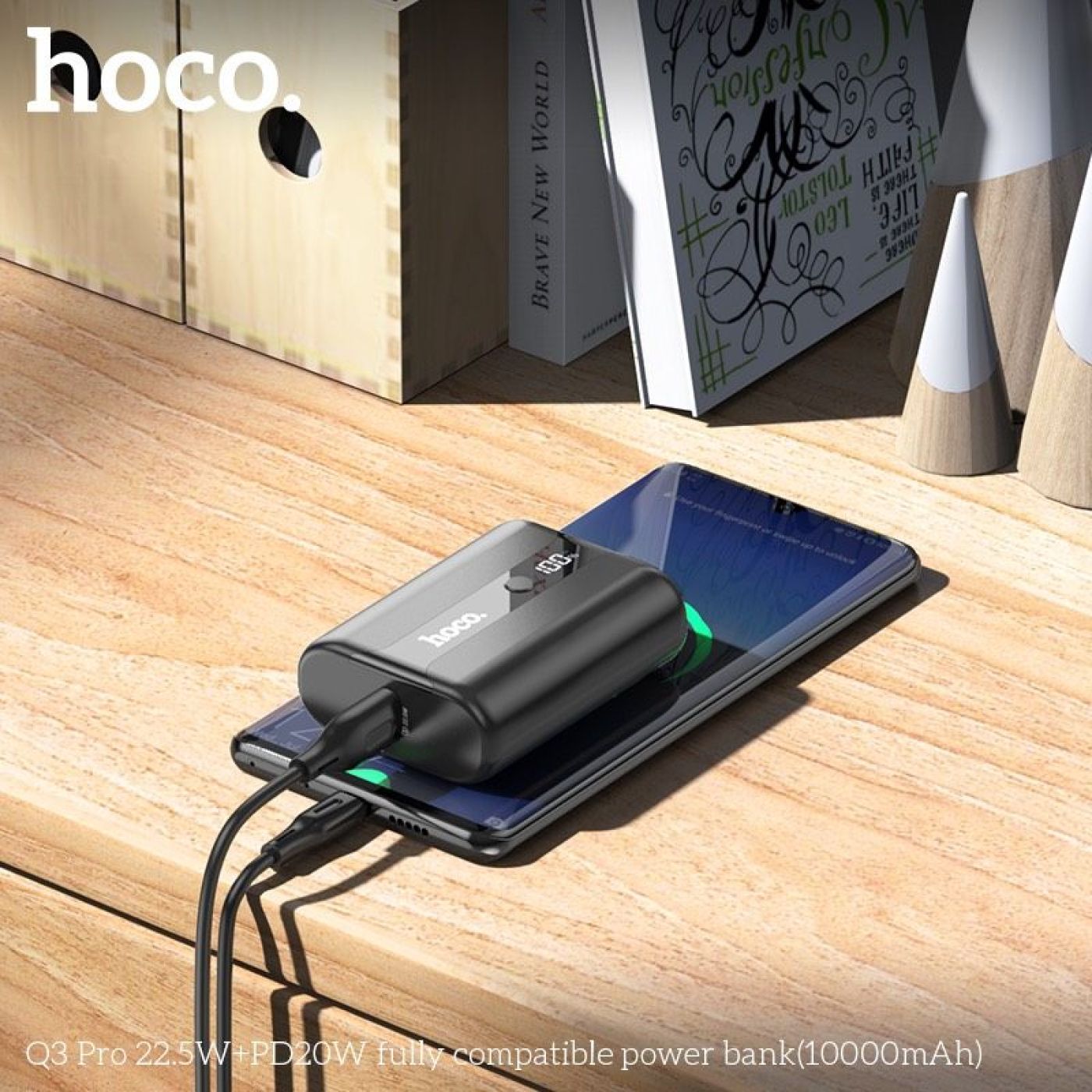 Pin sạc dự phòng sạc nhanh 22.5W+PD20W fully nhỏ gọn, dung lượng 10000mah hoco Q3 Pro