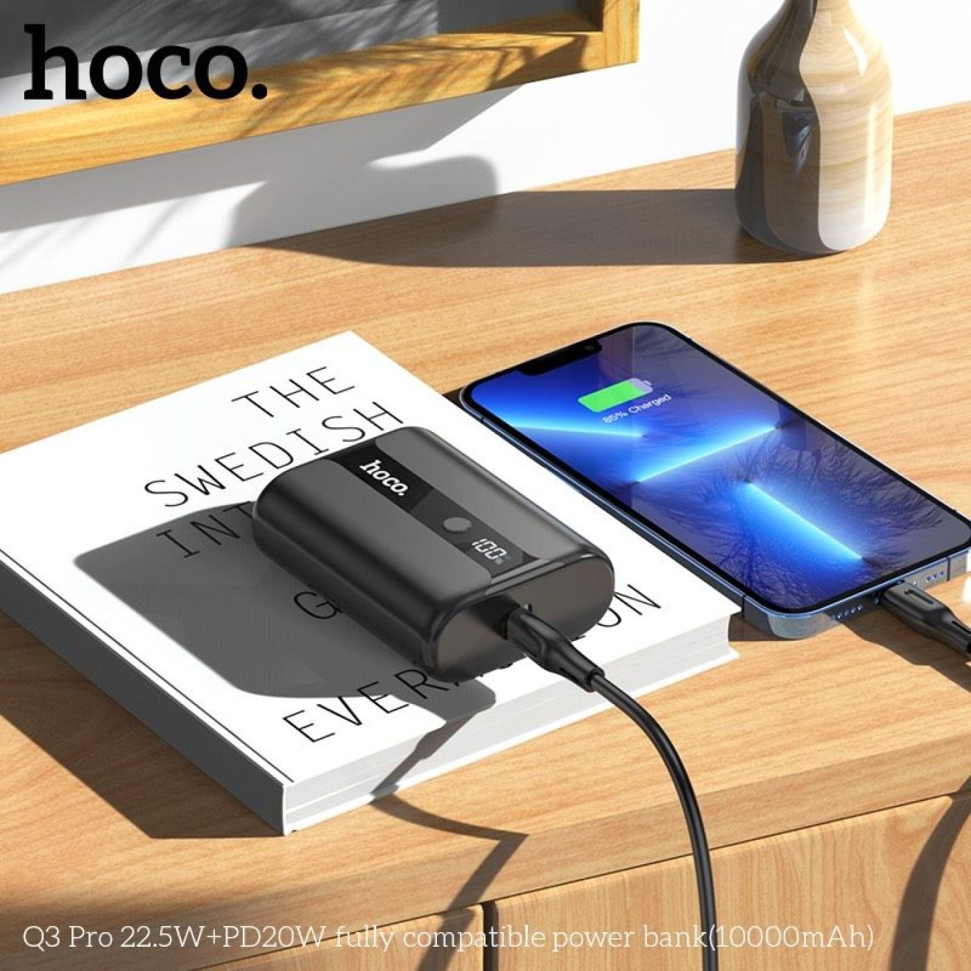 Pin sạc dự phòng sạc nhanh 22.5W+PD20W fully nhỏ gọn, dung lượng 10000mah hoco Q3 Pro