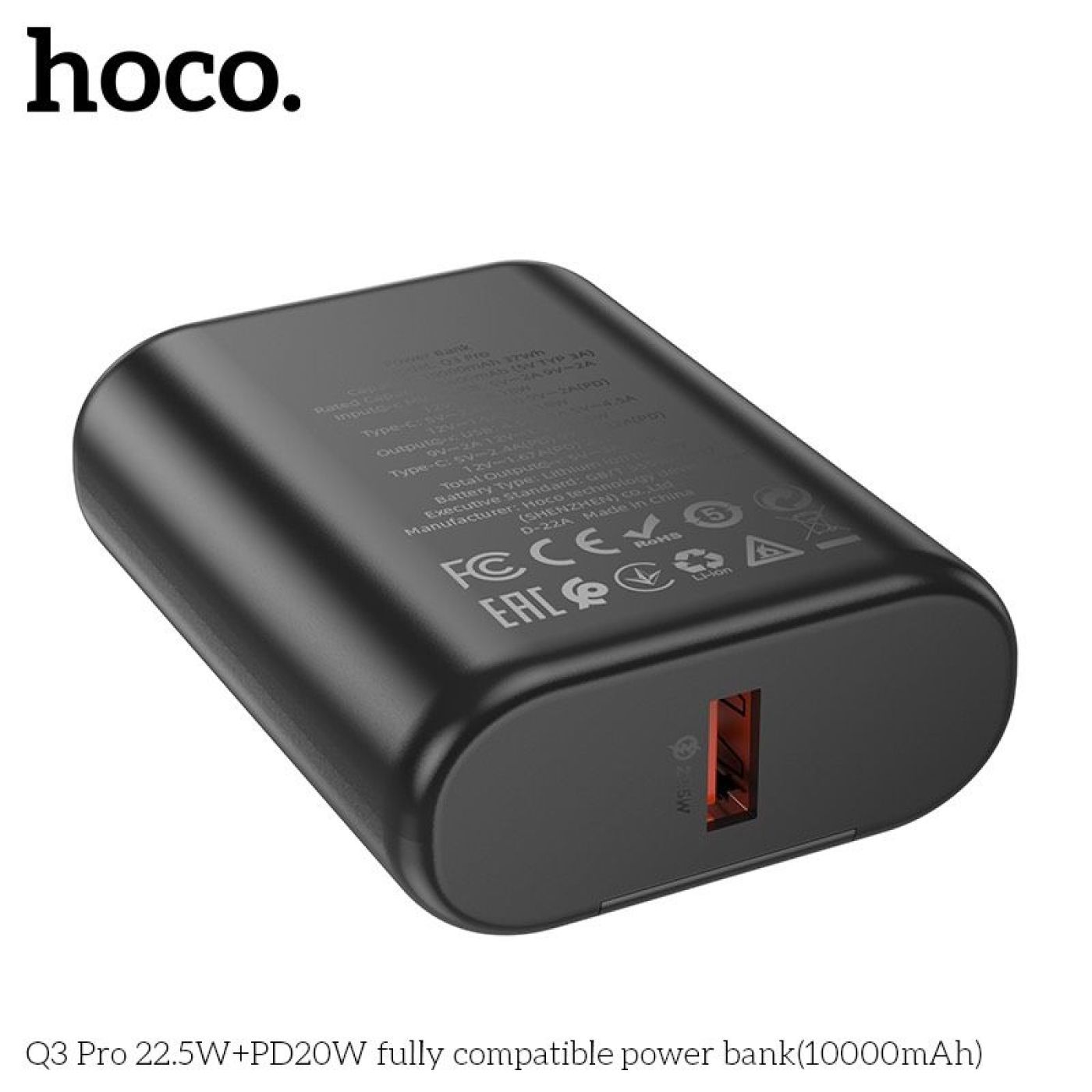 Pin sạc dự phòng sạc nhanh 22.5W+PD20W fully nhỏ gọn, dung lượng 10000mah hoco Q3 Pro