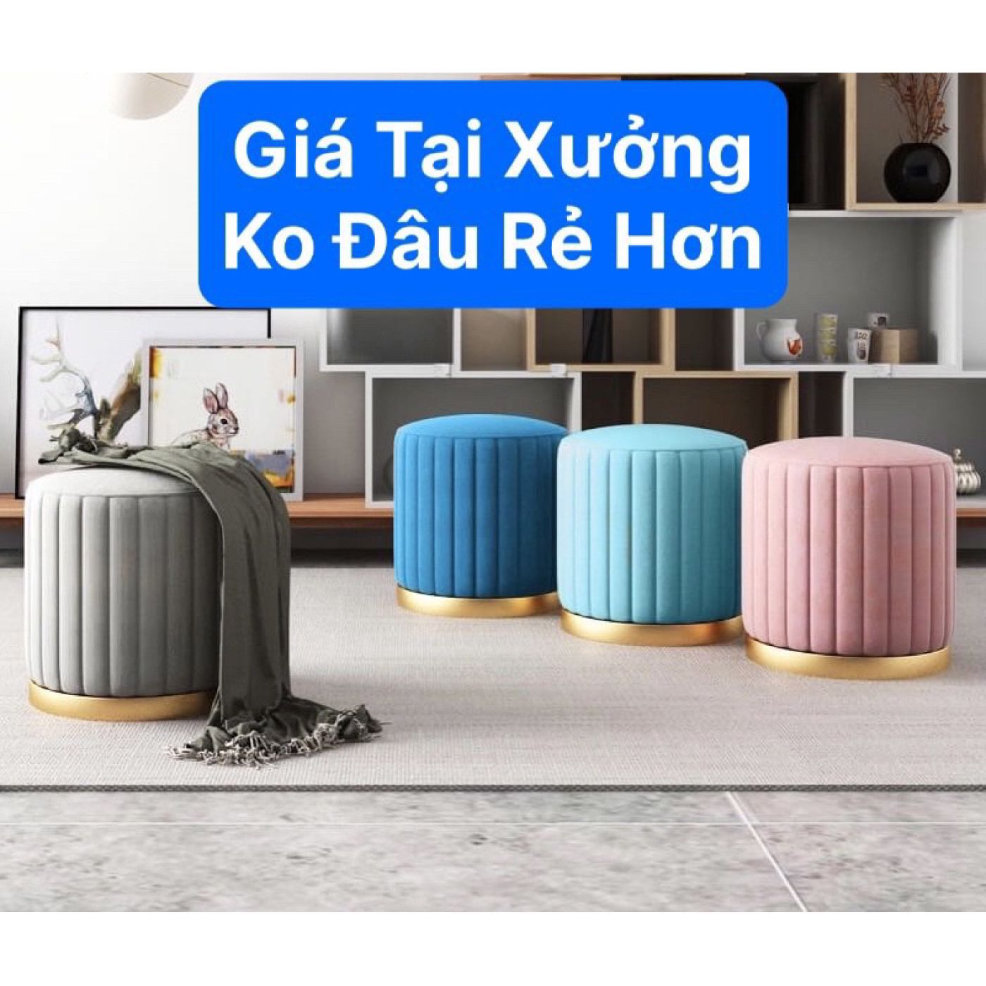 Ghế Đôn SOFA , Chân Sắt Tĩnh Điện Cho Bàn Trang Điểm , Trang Trí Phòng.Decor Cao Cấp.Nội Thất 3A