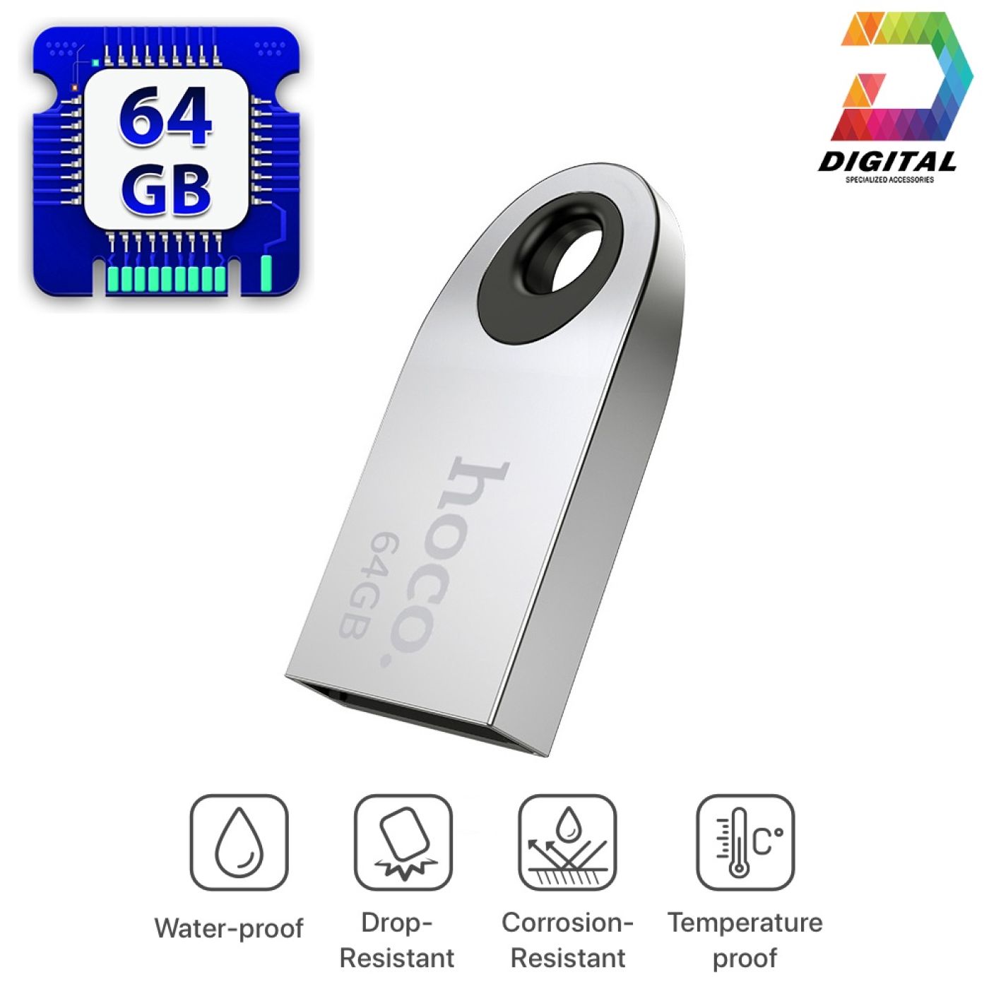 USB 2.0 dung lượng 64GB cao cấp Vỏ kim loại cực đẹp HOCO UD9 Insightful