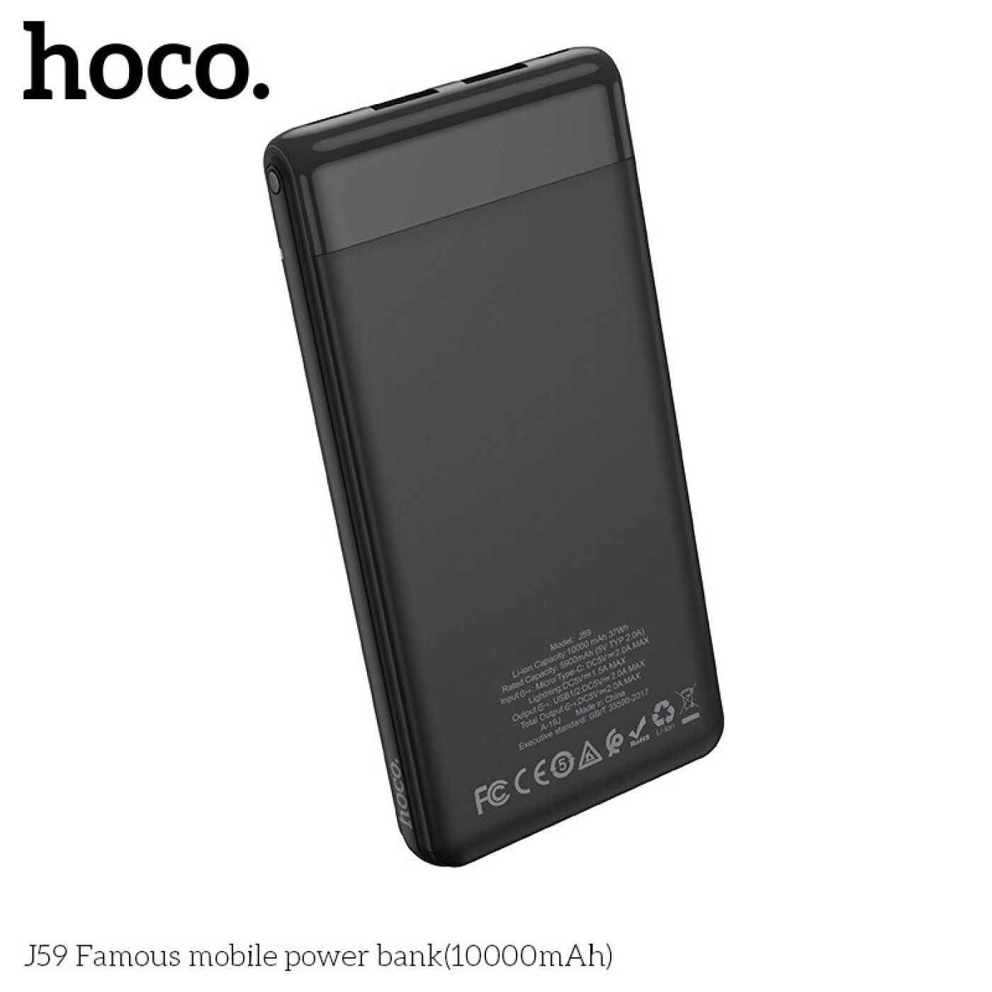 Pin sạc dự phòng 10000mah sạc nhanh với 2 cổng USB tiện lợi màn hình led hiển thị pin hoco j59