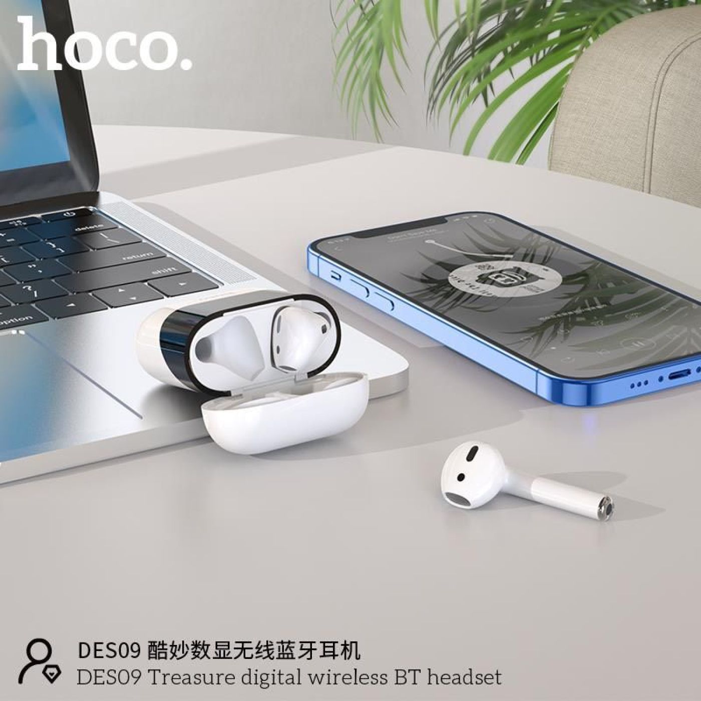 Tai nghe chính hãng Bluetooth Hoco DES09 kèm Dock sạc