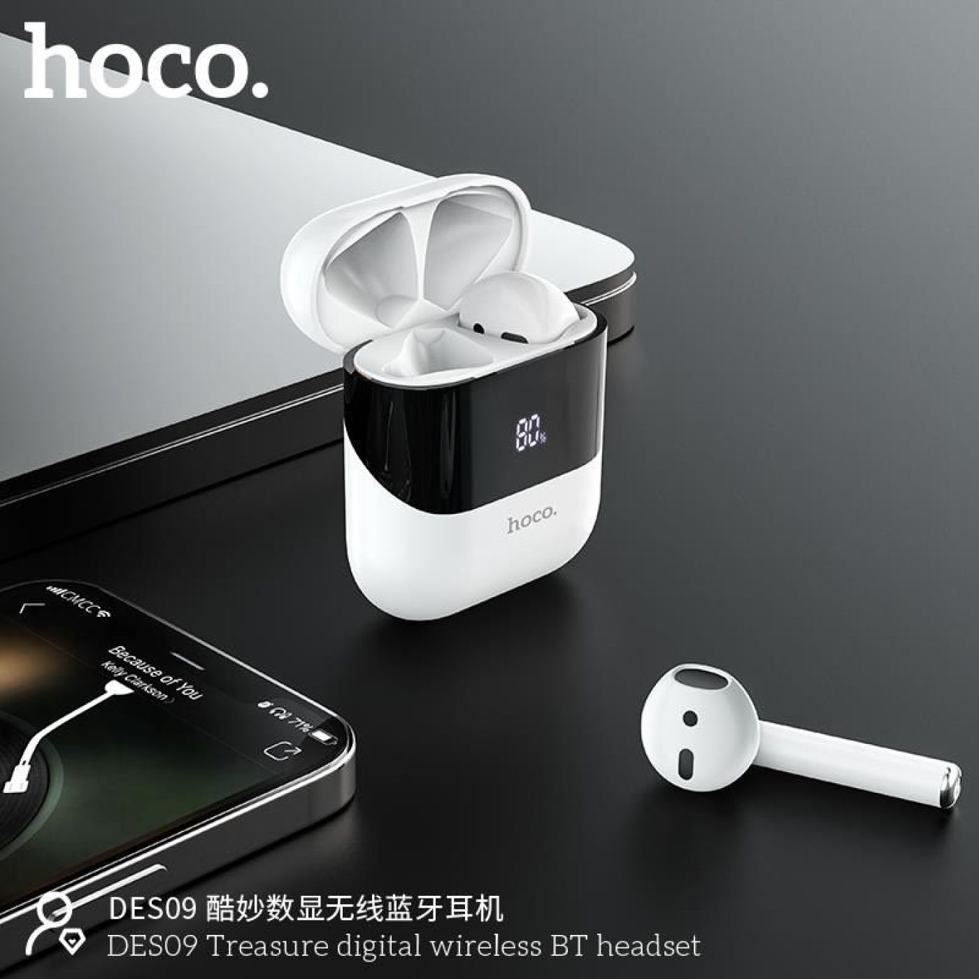 Tai nghe chính hãng Bluetooth Hoco DES09 kèm Dock sạc