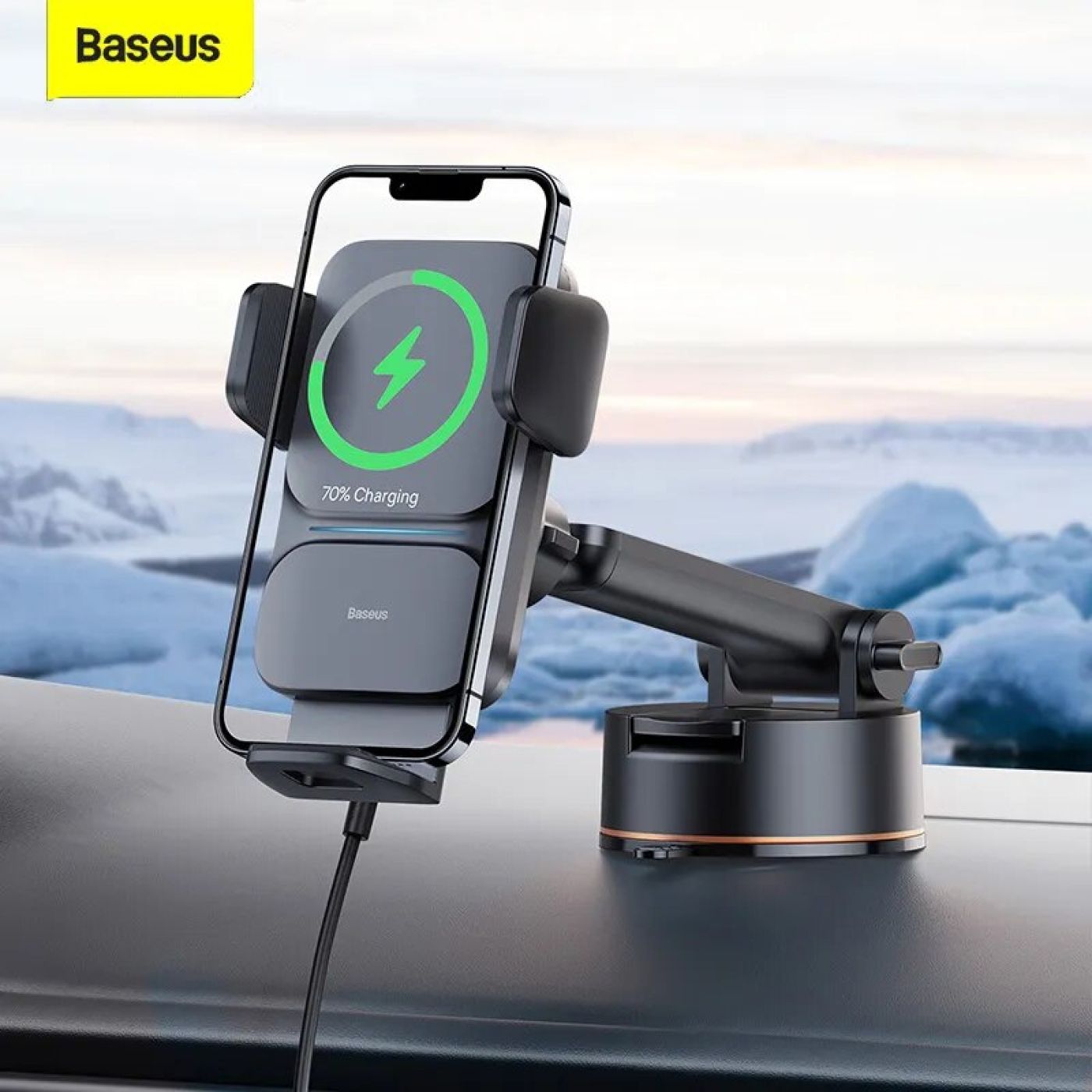 Bộ Đế Giữ Điện Thoại Tích Hợp Sạc Không Dây Baseus Wisdom Auto Alignment Car Mount Wireless Charger（