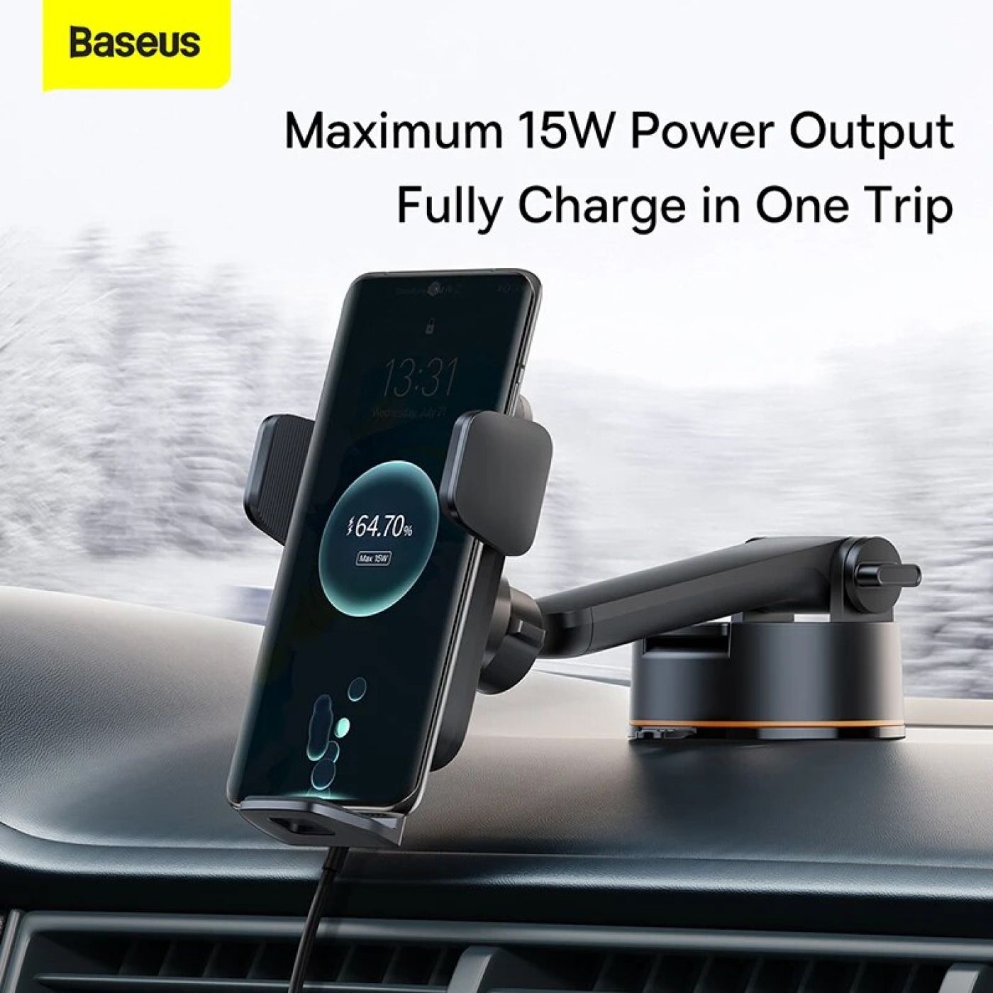 Bộ Đế Giữ Điện Thoại Tích Hợp Sạc Không Dây Baseus Wisdom Auto Alignment Car Mount Wireless Charger（