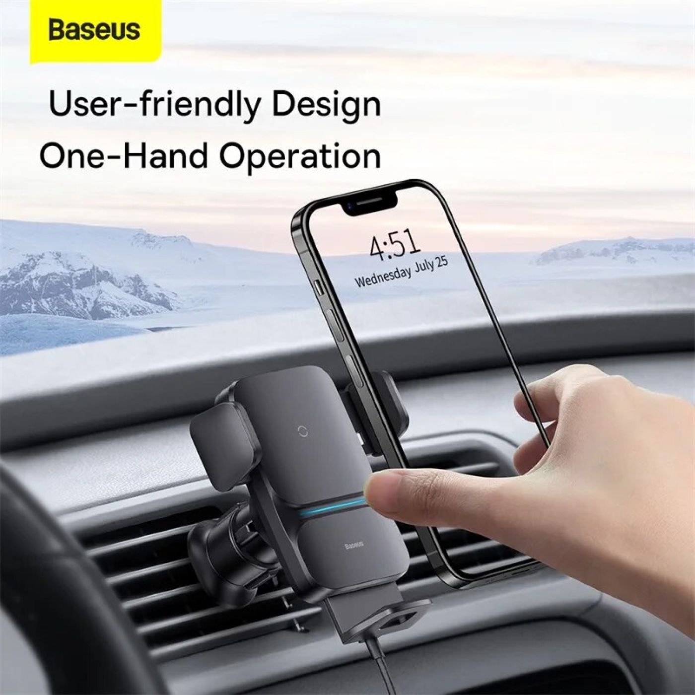 Bộ Đế Giữ Điện Thoại Tích Hợp Sạc Không Dây Baseus Wisdom Auto Alignment Car Mount Wireless Charger（