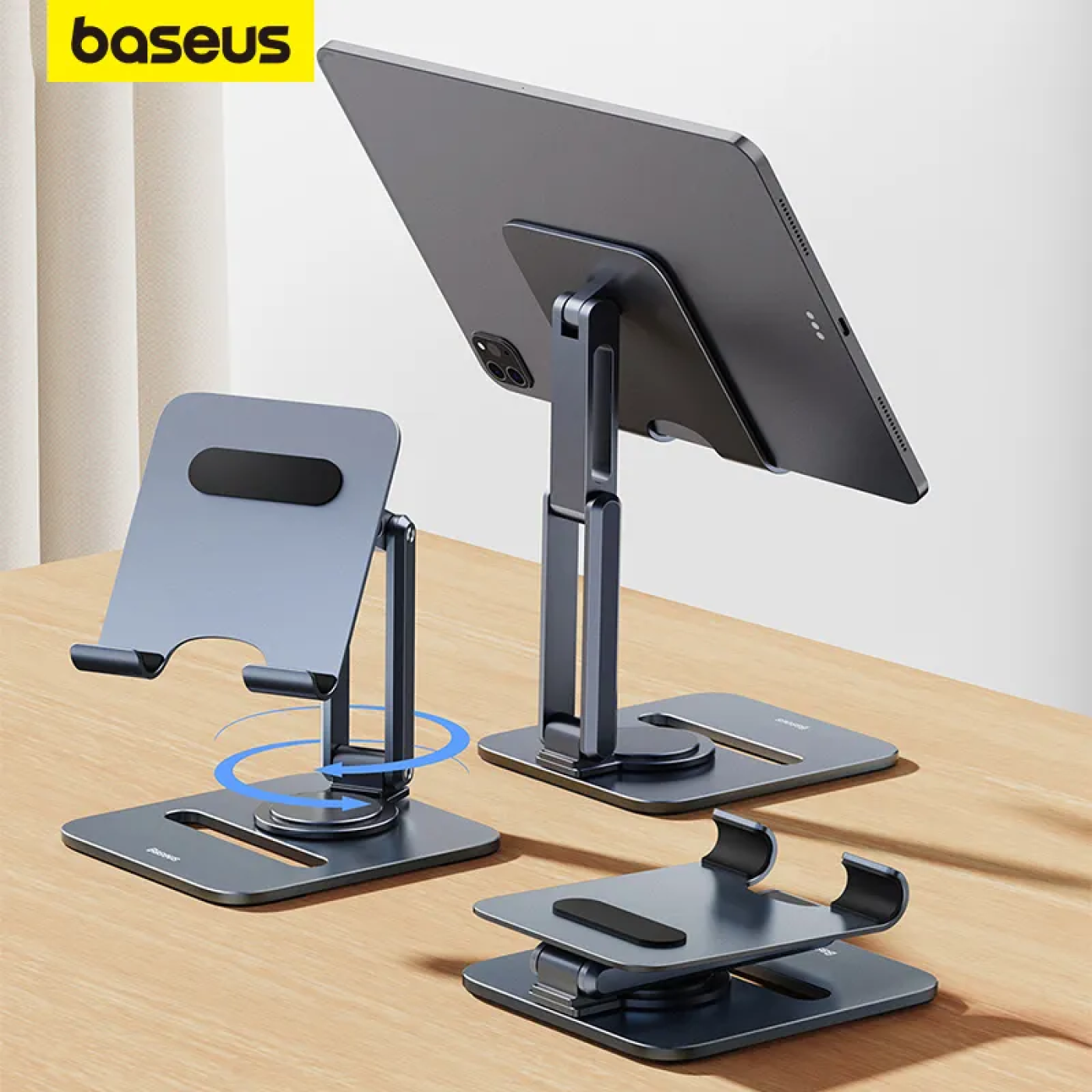 Giá Đỡ Điện Thoại Và Máy Tính Bảng Xếp Gọn Baseus Desktop Biaxial Foldable Metal Stand