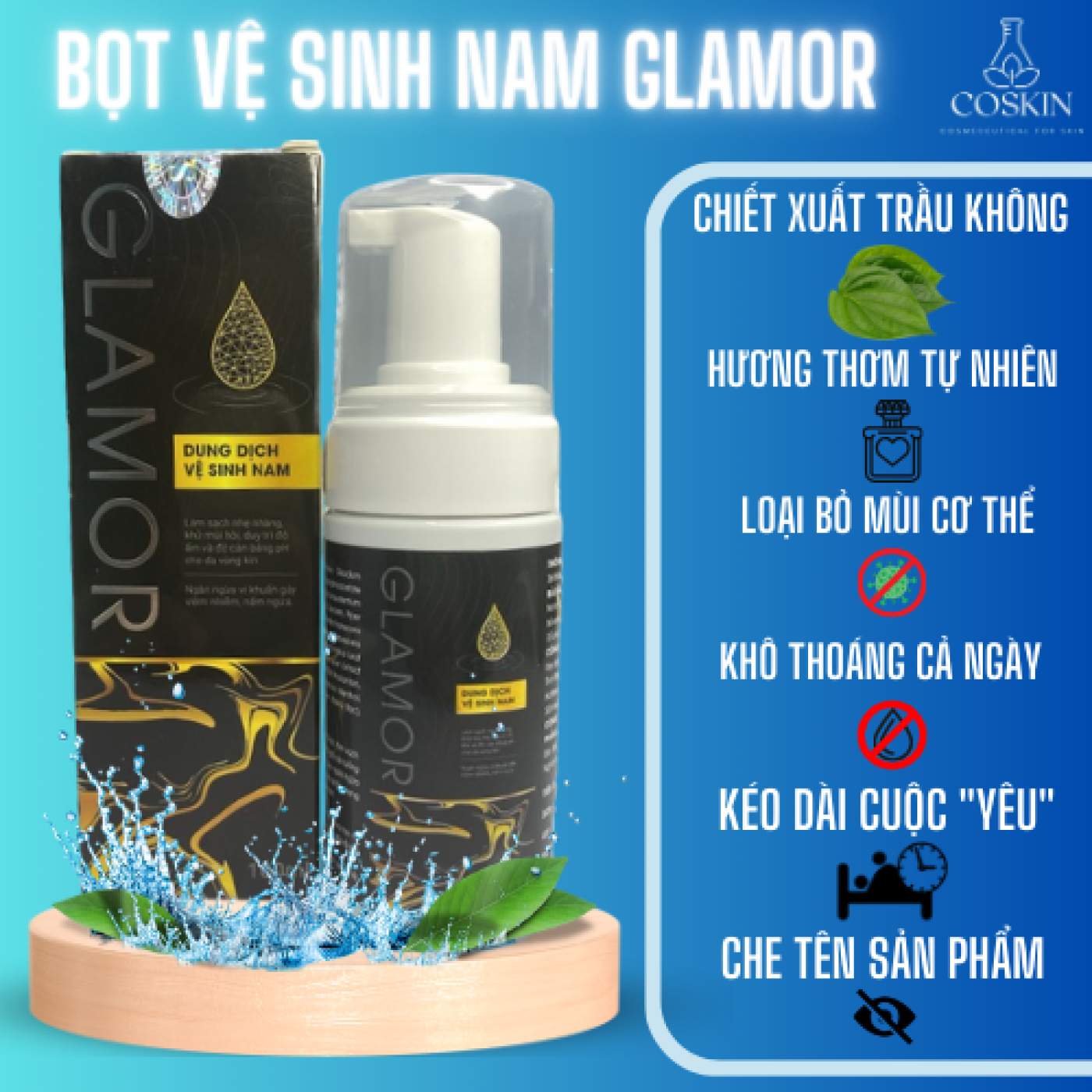 Bọt Vệ Sinh Nam Dung Dịch Vệ Sinh Nam Glamor Giúp Làm Sạch Nhẹ Nhàng, Khử Mùi, Ngăn Ngừa Nấm Ngứa Lọ