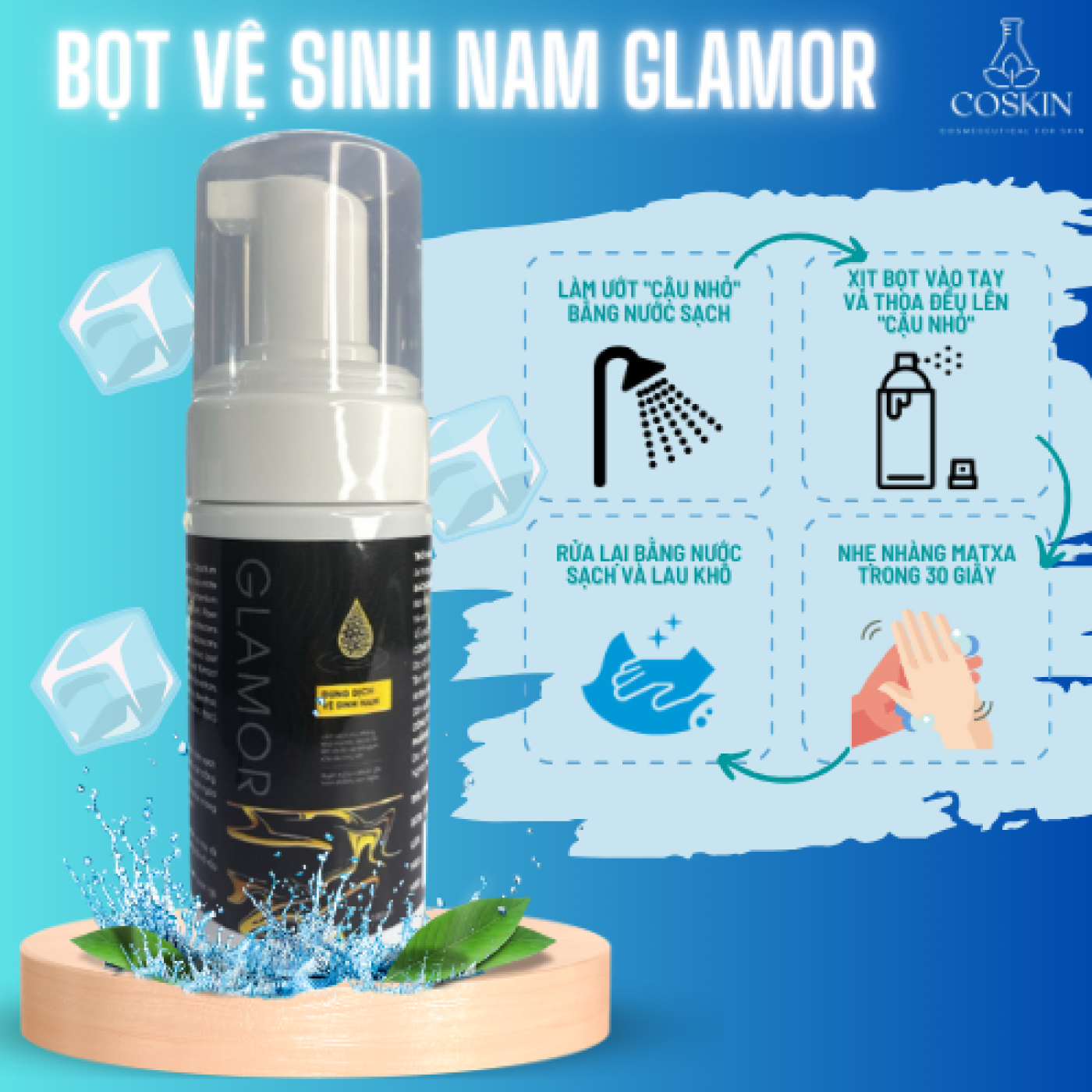 Bọt Vệ Sinh Nam Dung Dịch Vệ Sinh Nam Glamor Giúp Làm Sạch Nhẹ Nhàng, Khử Mùi, Ngăn Ngừa Nấm Ngứa Lọ