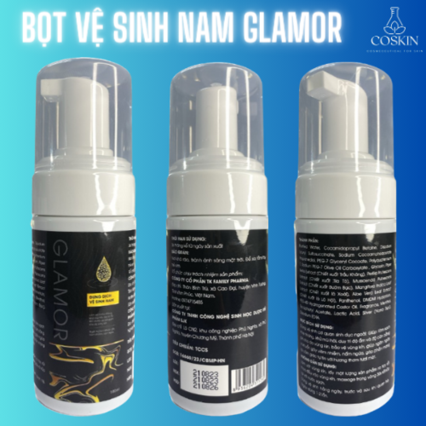 Bọt Vệ Sinh Nam Dung Dịch Vệ Sinh Nam Glamor Giúp Làm Sạch Nhẹ Nhàng, Khử Mùi, Ngăn Ngừa Nấm Ngứa Lọ