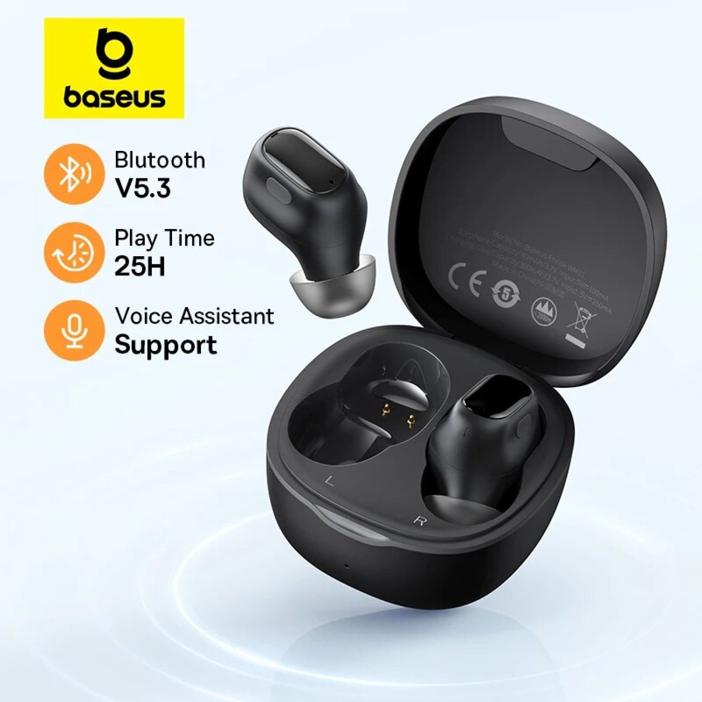 Tai nghe Bluetooth Baseus Encok True Wireless Earphones WM01 (TWS, Bluetooth 5.0, Stereo Earbuds, To