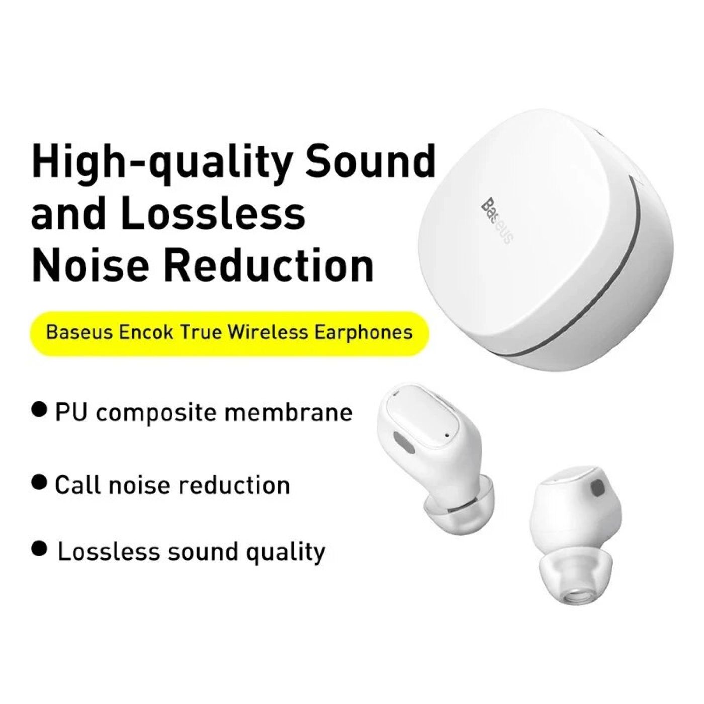 Tai nghe Bluetooth Baseus Encok True Wireless Earphones WM01 (TWS, Bluetooth 5.0, Stereo Earbuds, To