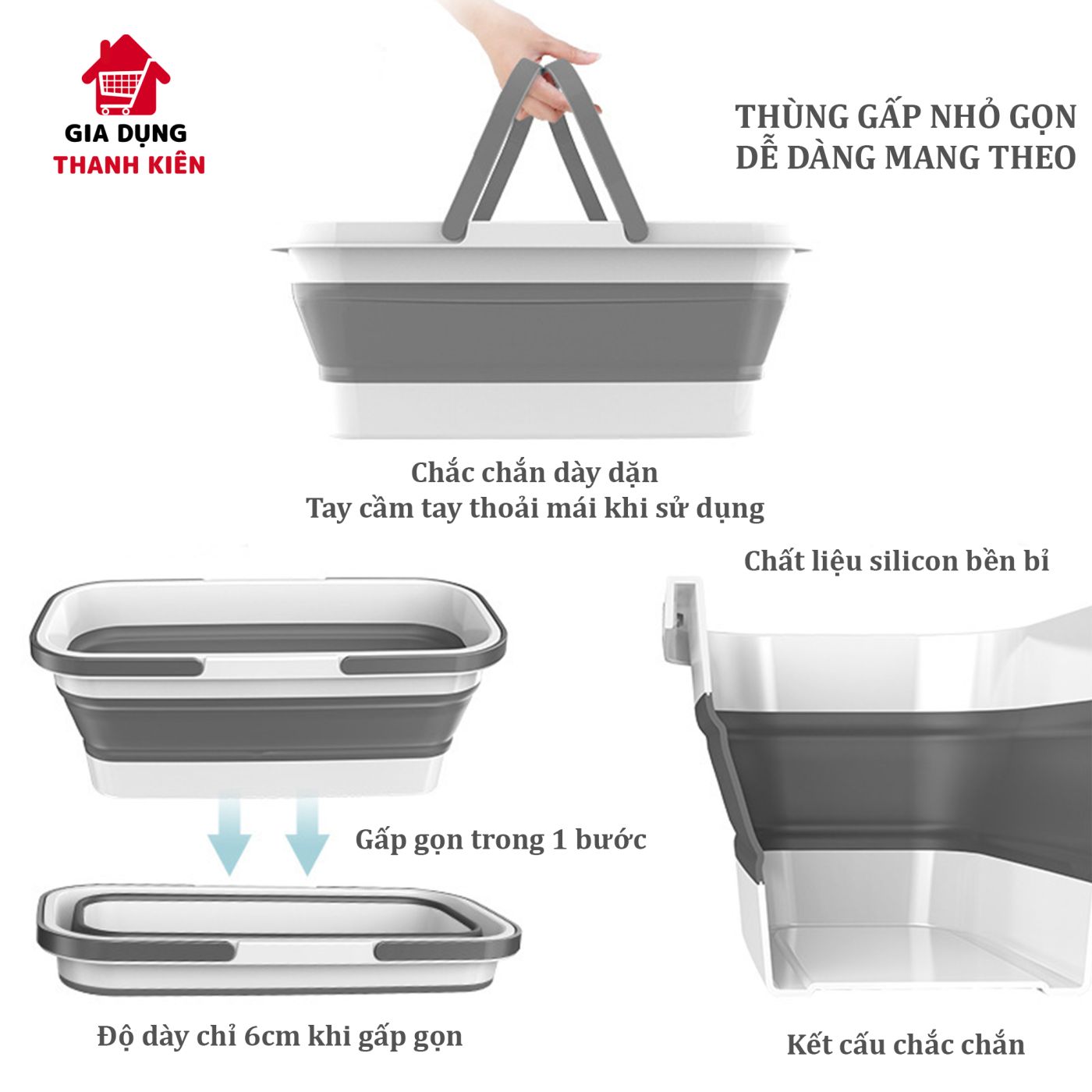 Xô nước gấp gọn, thùng gập silicon đa năng vệ sinh nhà cửa, xô giặt lau nhà, chùi kính, xô ô tô Than