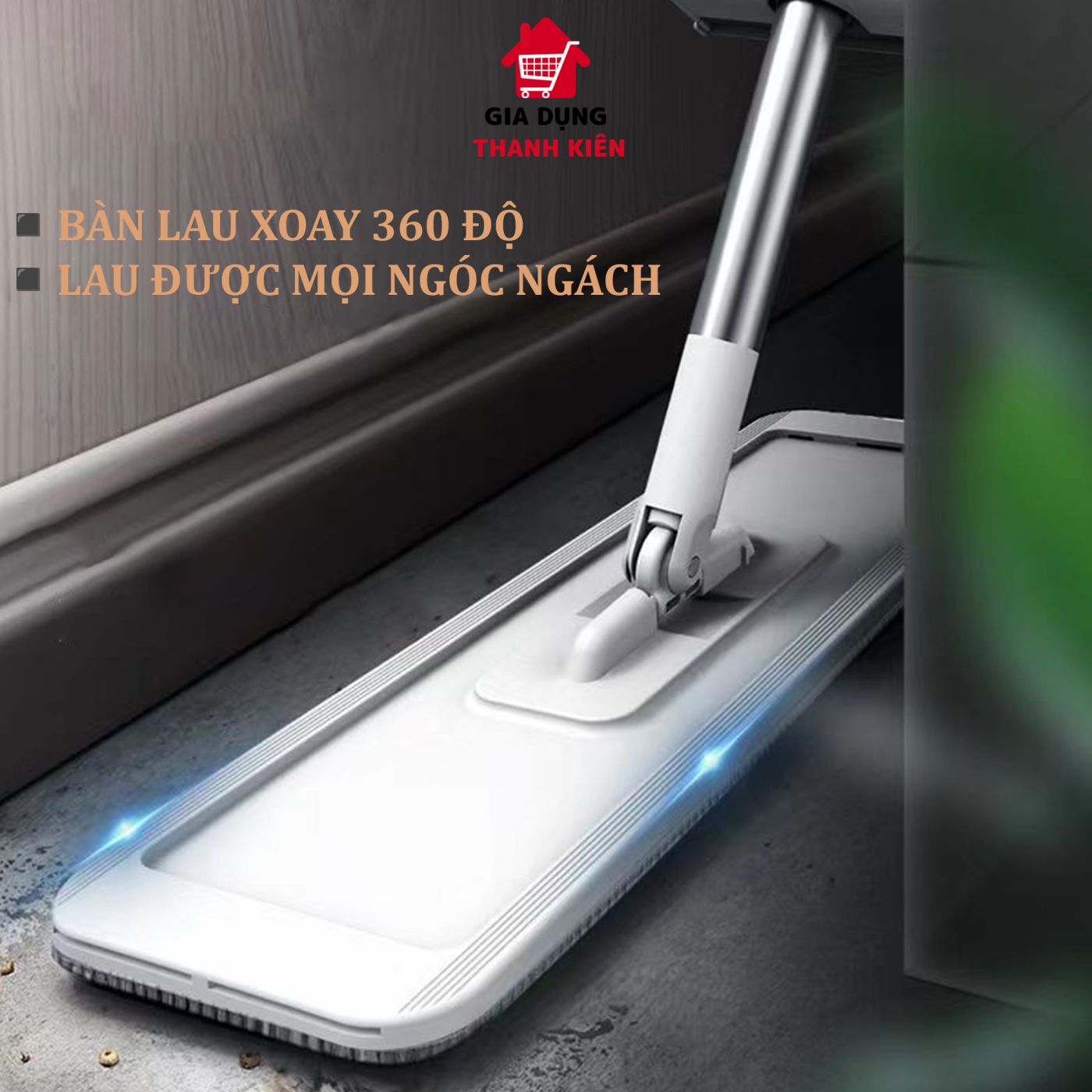 Cây lau nhà tự vắt, chổi lau xoay 360 độ thông minh thiết kế gọn nhẹ cao cấp Thanh Kiên TK002