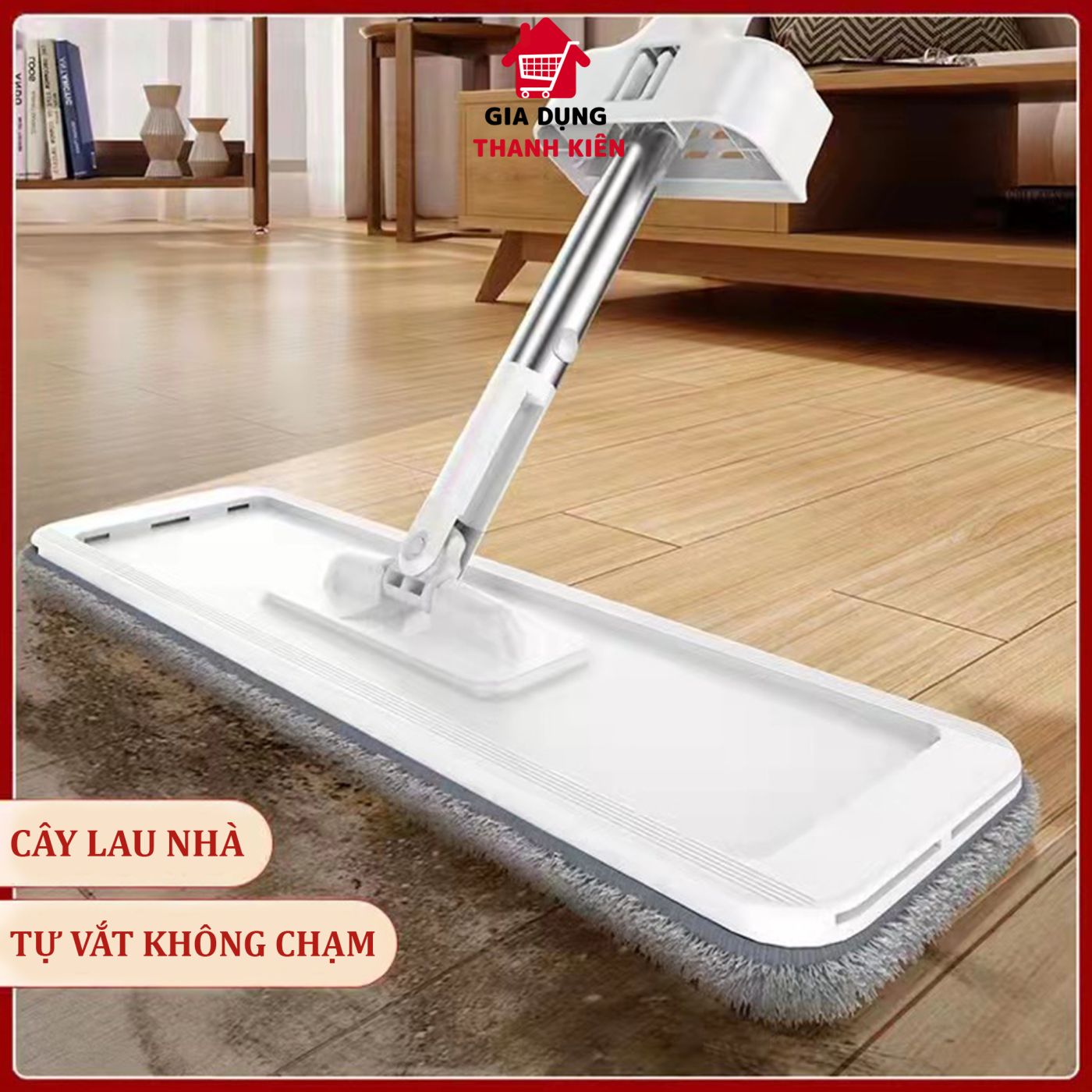 Cây lau nhà tự vắt, chổi lau xoay 360 độ lau sàn gạch, sàn gỗ thiết kế gọn nhẹ cao cấp Thanh Kiên TK