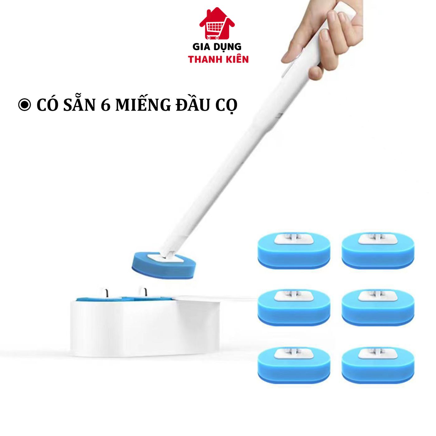 Bộ cọ nhà vệ sinh, chà toilet, khử trùng nhà tắm, bếp, gương kính dùng 1 lần có giá gắn tường