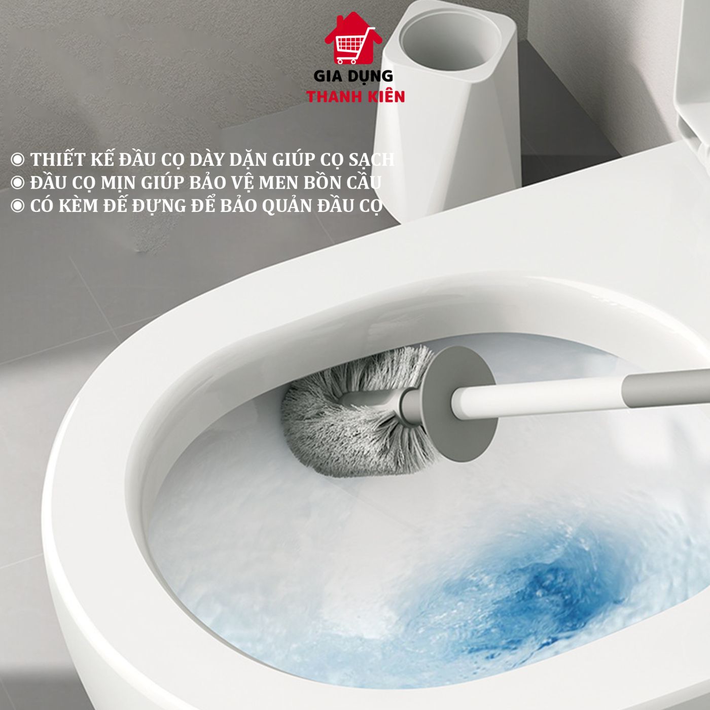 Cọ bồn cầu, chà toilet nhà vệ sinh lông mềm thế hệ mới có gắn treo tường Thanh Kiên TK011