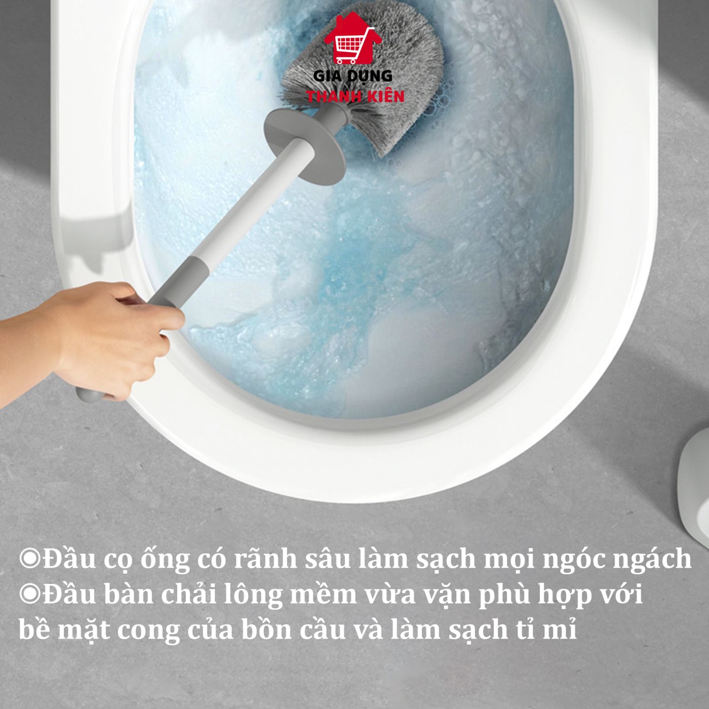 Cọ bồn cầu, chà toilet nhà vệ sinh lông mềm thế hệ mới có gắn treo tường Thanh Kiên TK011