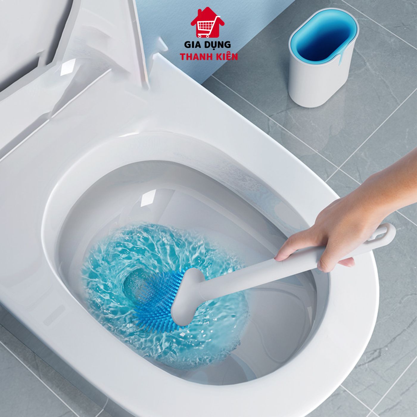 Bàn chải vệ sinh dẹp, toilet chất liệu silicon dẻo dai chà mọi góc cạnh thế hệ mới có gắn tường TK01