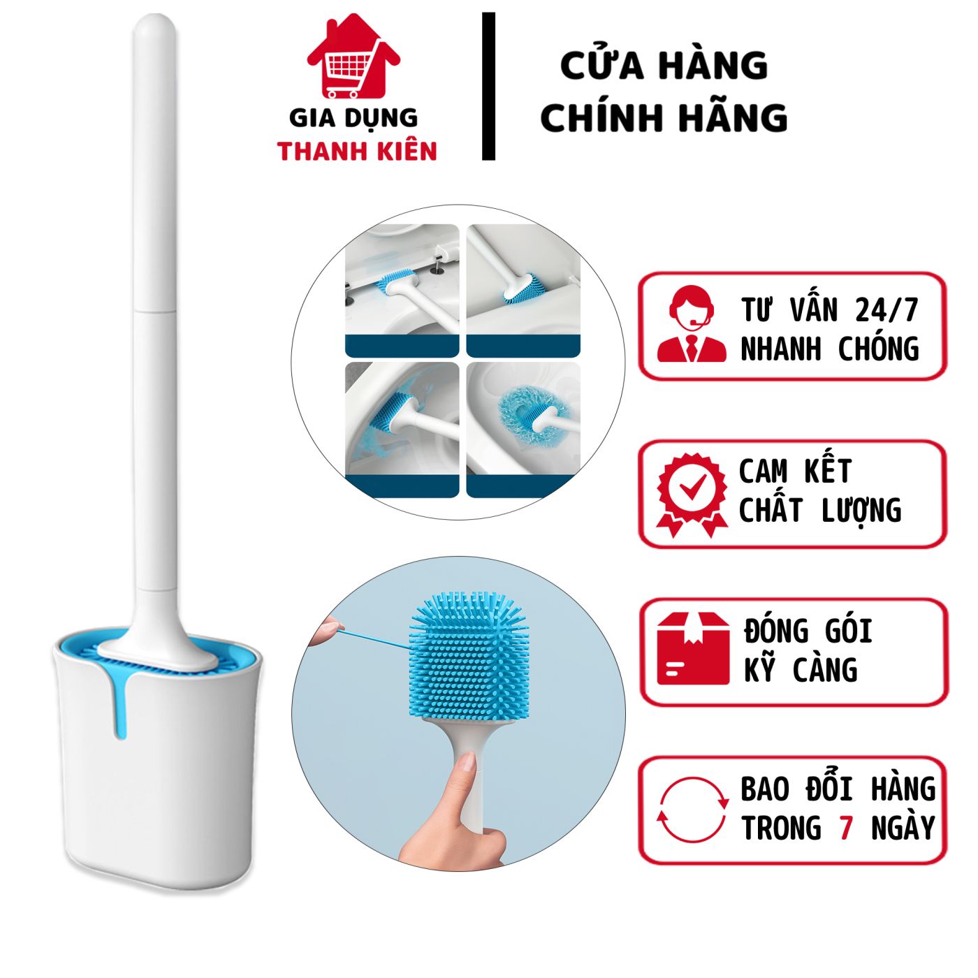 Bàn chải vệ sinh dẹp, toilet chất liệu silicon dẻo dai chà mọi góc cạnh thế hệ mới có gắn tường TK01