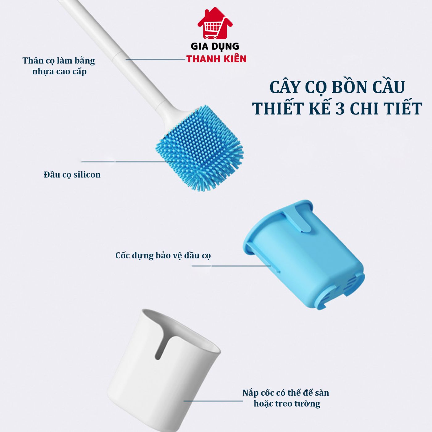 Bàn chải vệ sinh dẹp, toilet chất liệu silicon dẻo dai chà mọi góc cạnh thế hệ mới có gắn tường TK01