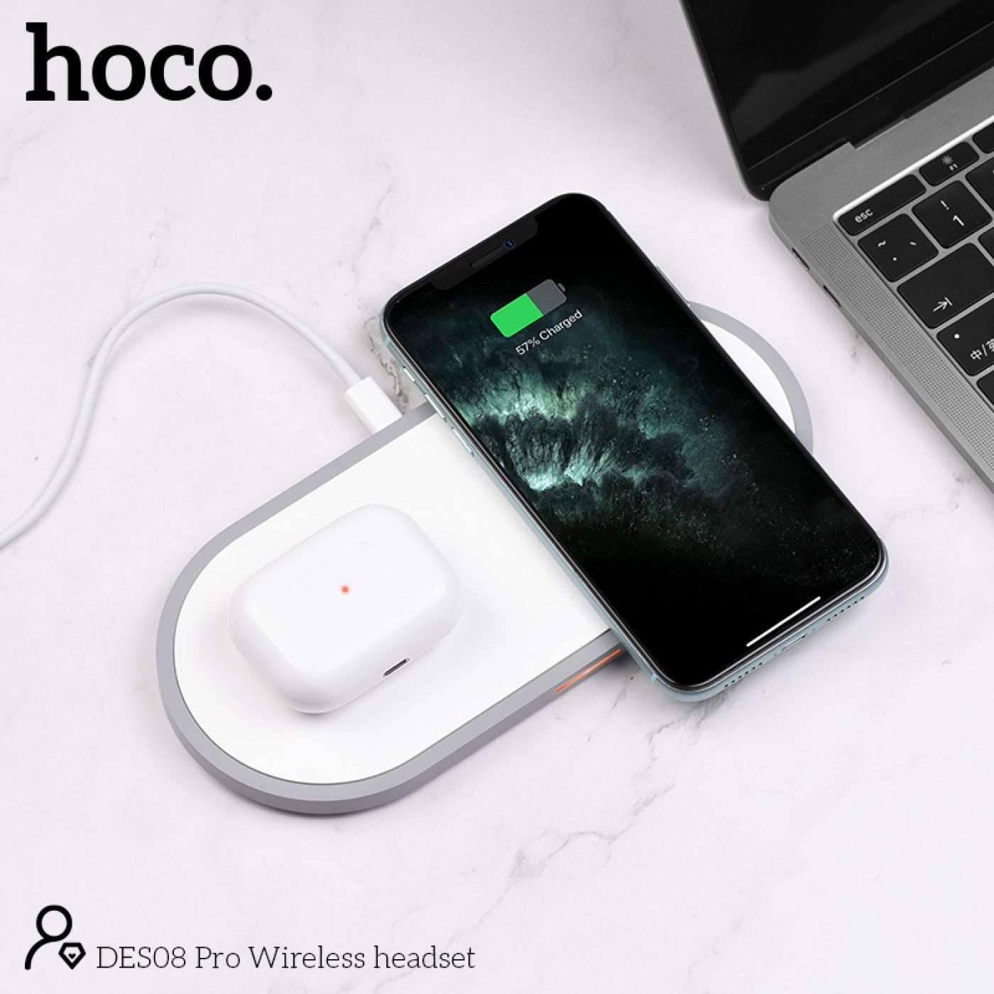 Tai nghe bluetooth V5.0 không dây Hoco DES08 Pro, hỗ trợ định vị, âm thanh Micro đàm thoại, chạm cảm