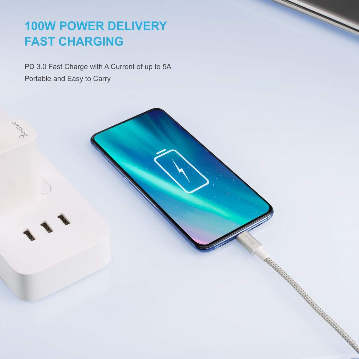 Dây Sạc Nhanh Xiaomi Omthing POD002 - C to C - 100W - 5A - Chip E Marker -USB 3.1 Gen 2 - 10Gbps - B