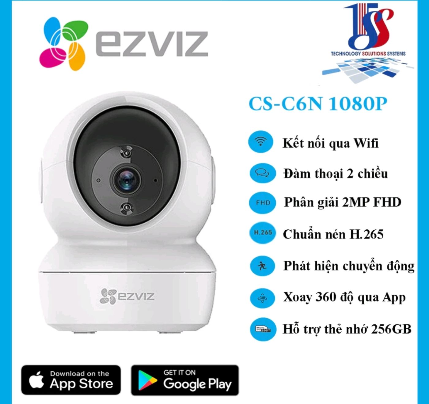 Bộ Camera Ezviz 2MP FullHD+Thẻ nhớ 64GB - Hàng Chính Hãng