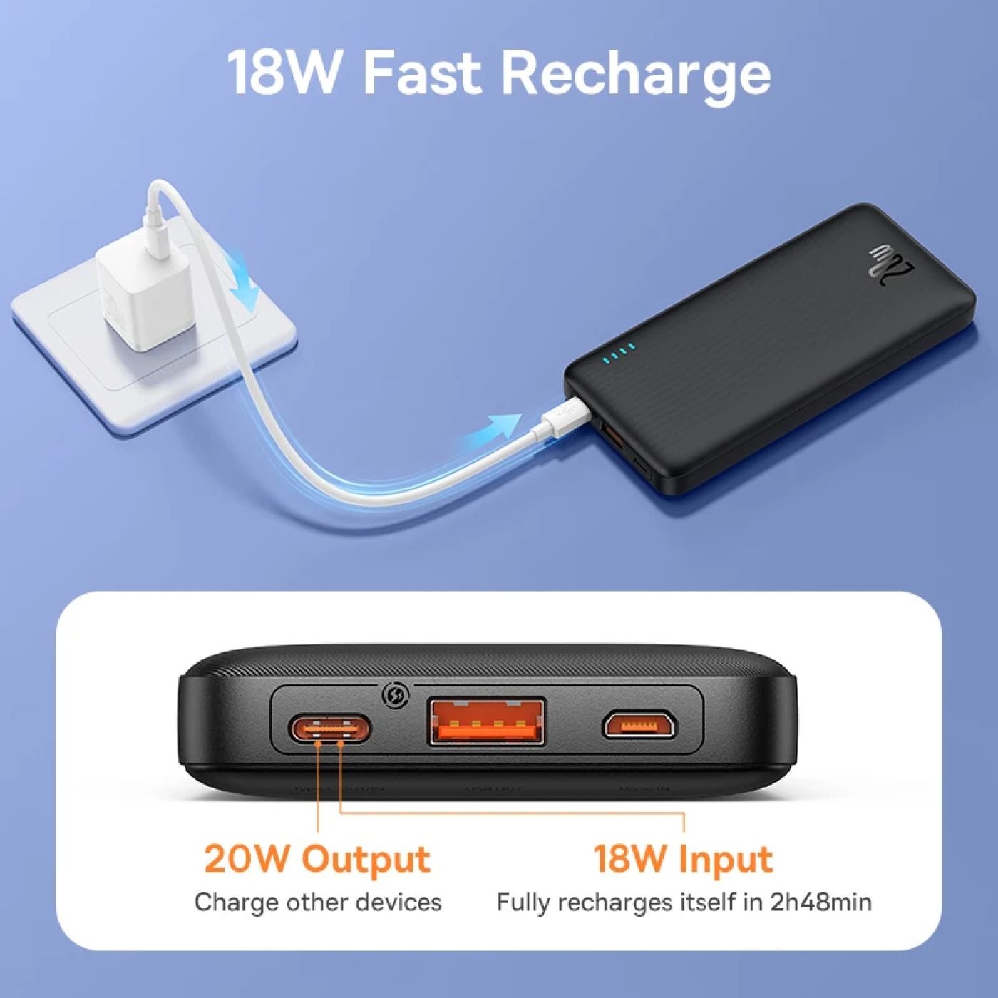 Pin Sạc Dự Phòng Baseus Airpow Fast Charge Power Bank (10000mAh, 20W, PD/QC/FCP Multi Quick