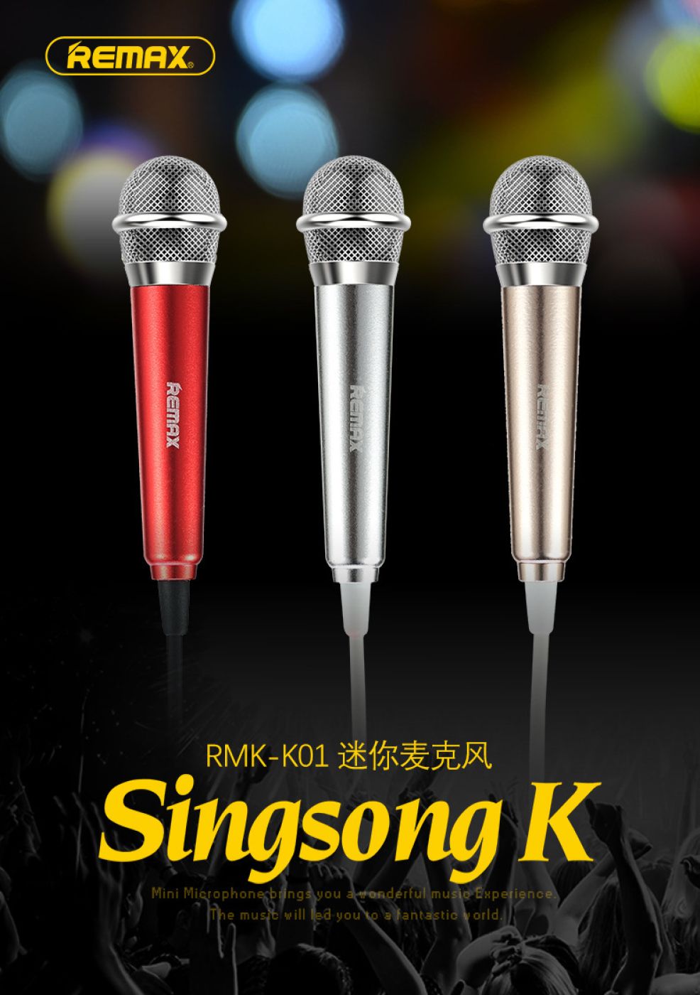 Mic Karaoke mini, nhỏ gọn, thu tốt Remax RMK-K01