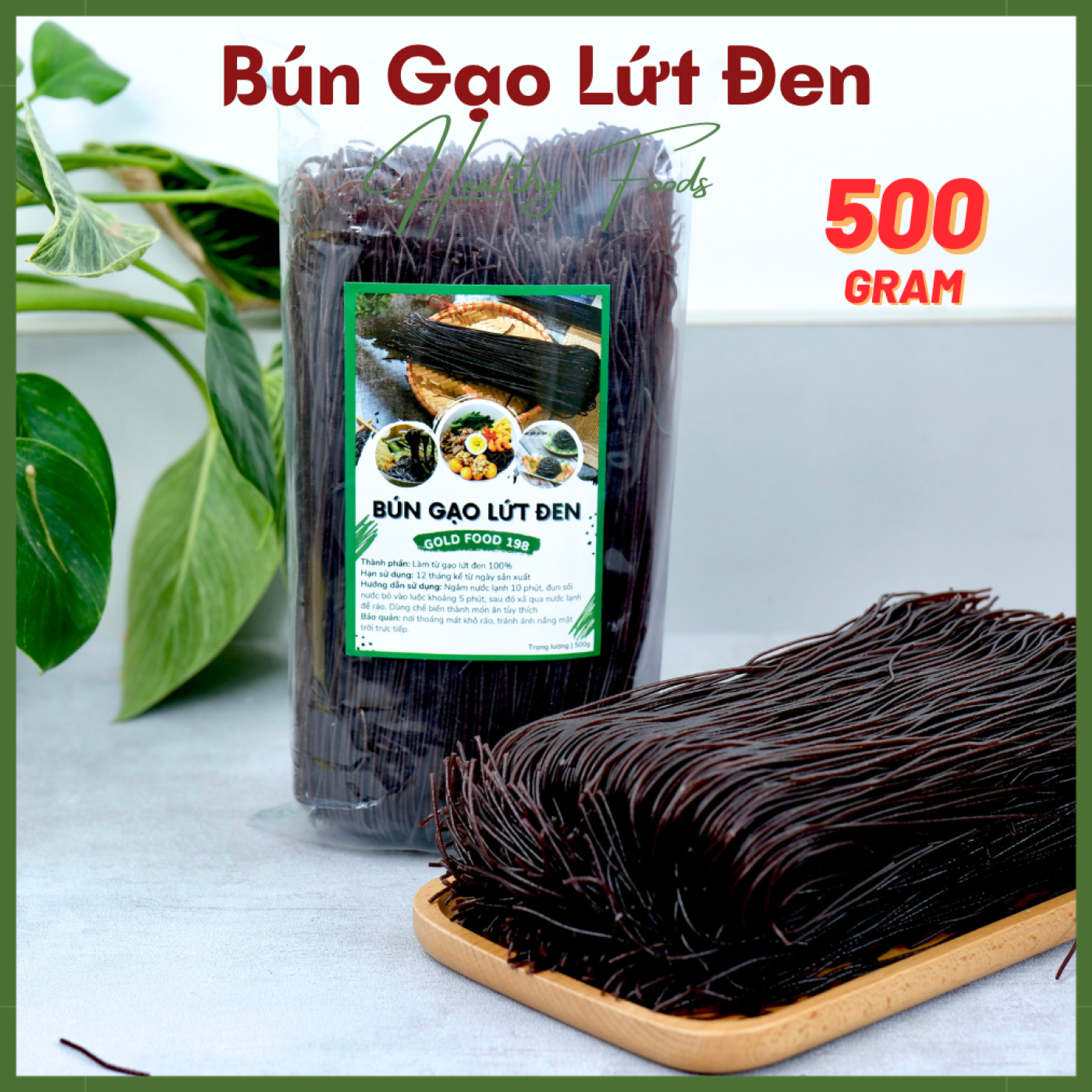 Bún gạo lứt đen hỗ trợ giảm cân ăn kiêng túi 500gr