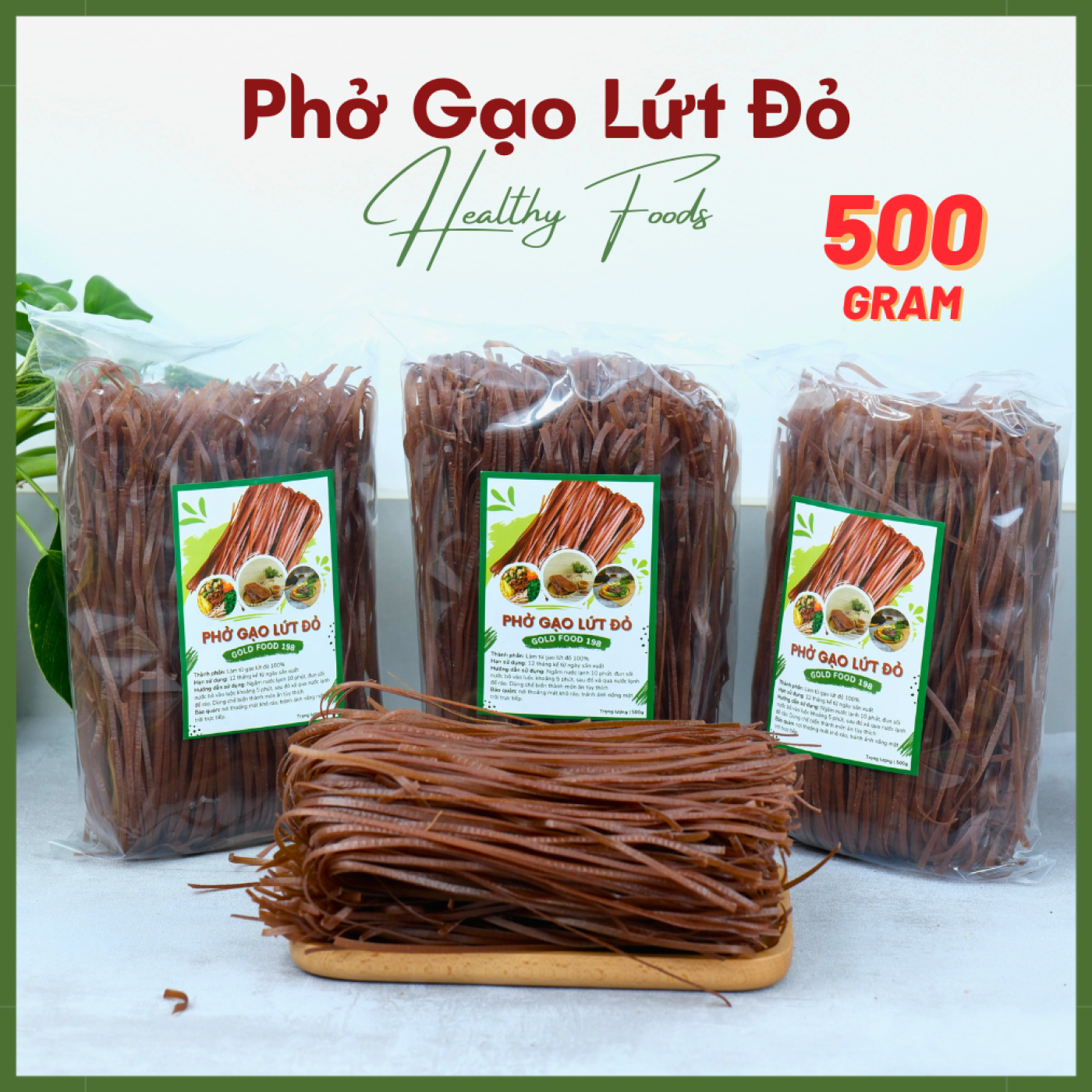 Phở gạo lứt hỗ trợ giảm cân ăn kiêng túi 500gr