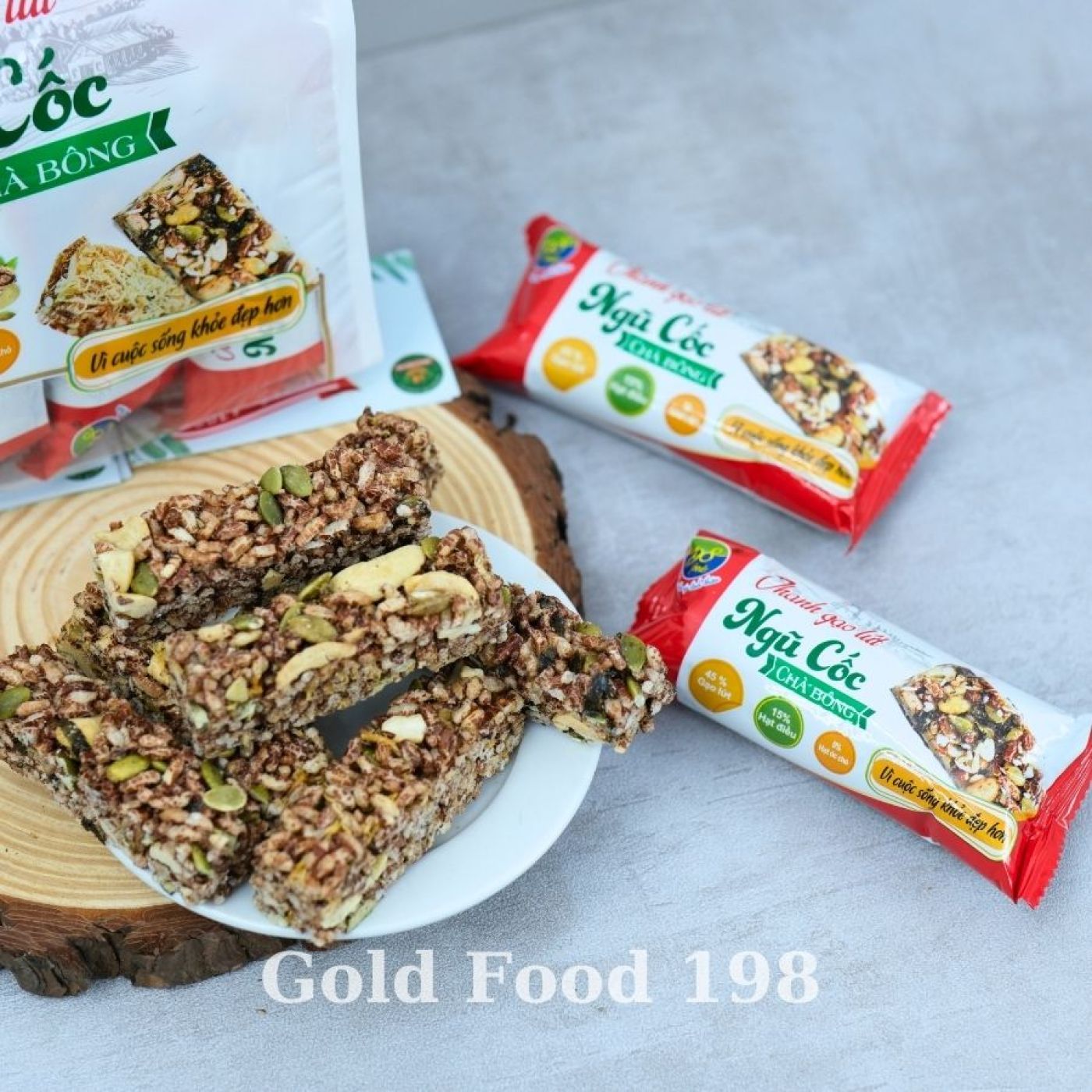 Thanh gạo lứt ngũ cốc chà bông ( Bịch 10 thanh 180g )