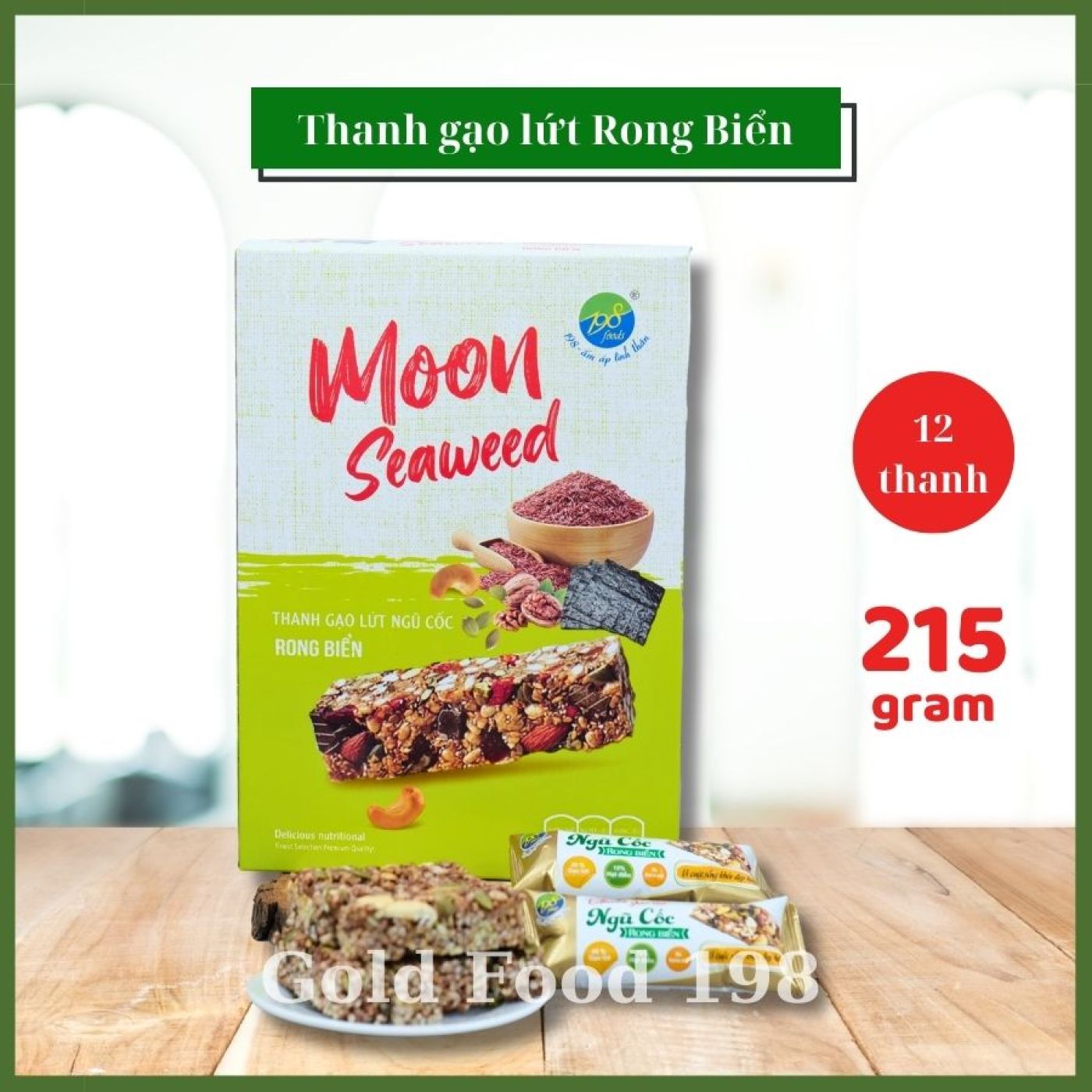 Thanh gạo lứt ngũ cốc Rong Biển hỗ trợ giảm cân, ăn vặt Healthy - Hộp ( 215G )