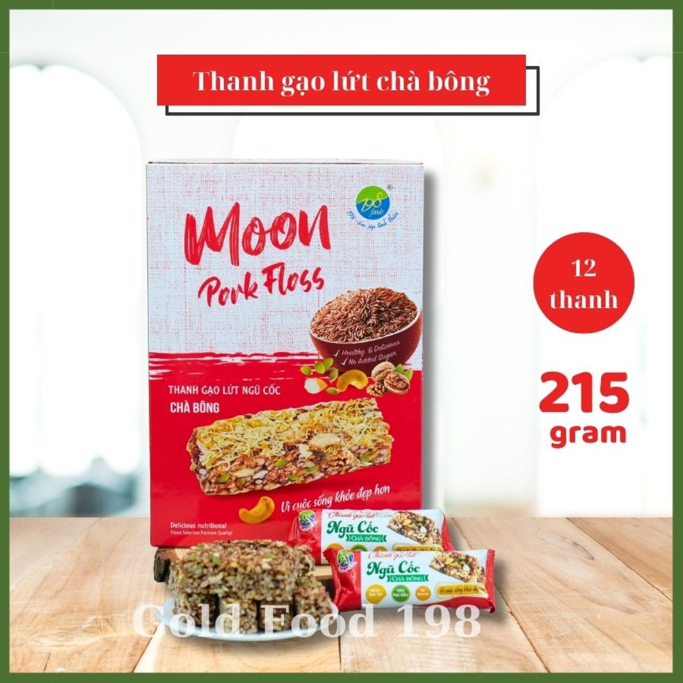 Thanh gạo lứt ngũ cốc Chà Bông hỗ trợ giảm cân, ăn vặt Healthy - Hộp ( 215G )