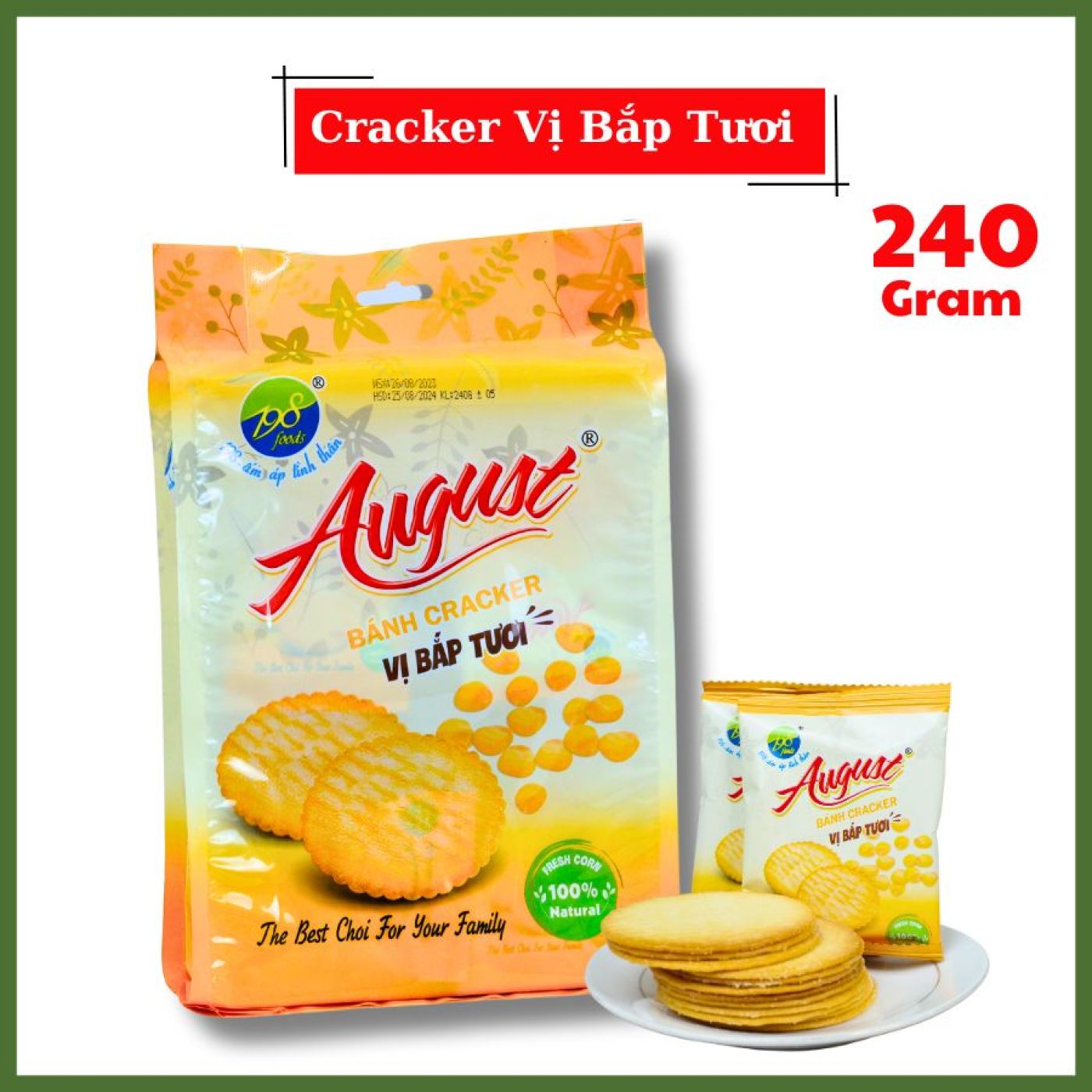 Bánh Cracker Vị Bắp Tươi - túi 240G