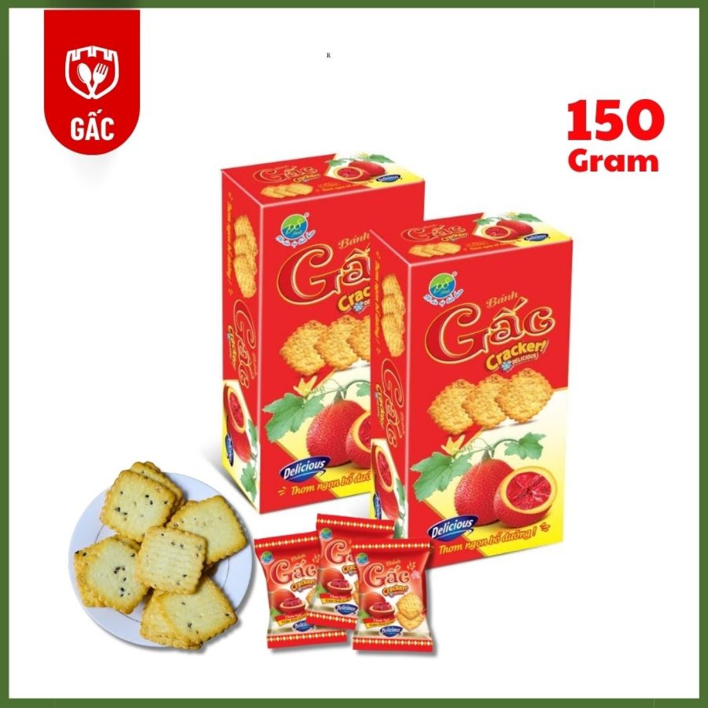 Bánh Cracker Gấc Giòn Rụm Thơm Ngon - Hộp 150G