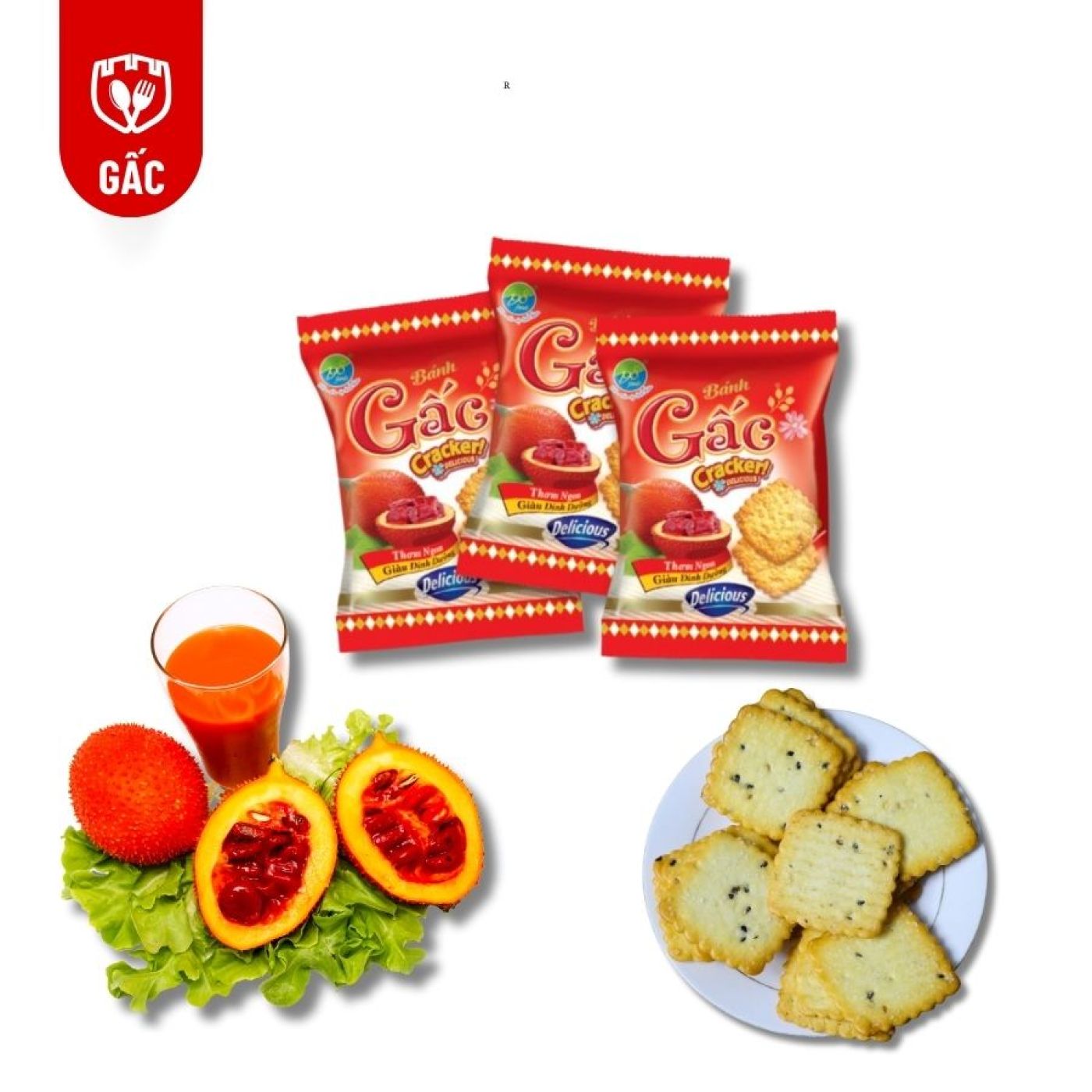 Bánh Cracker Gấc Giòn Rụm Thơm Ngon - Túi 240G